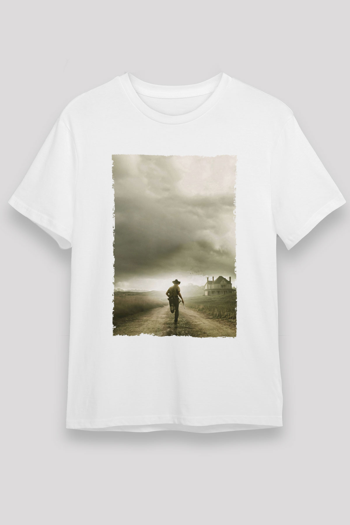 Unisex The Walking Dead Baskılı Beyaz Tişört