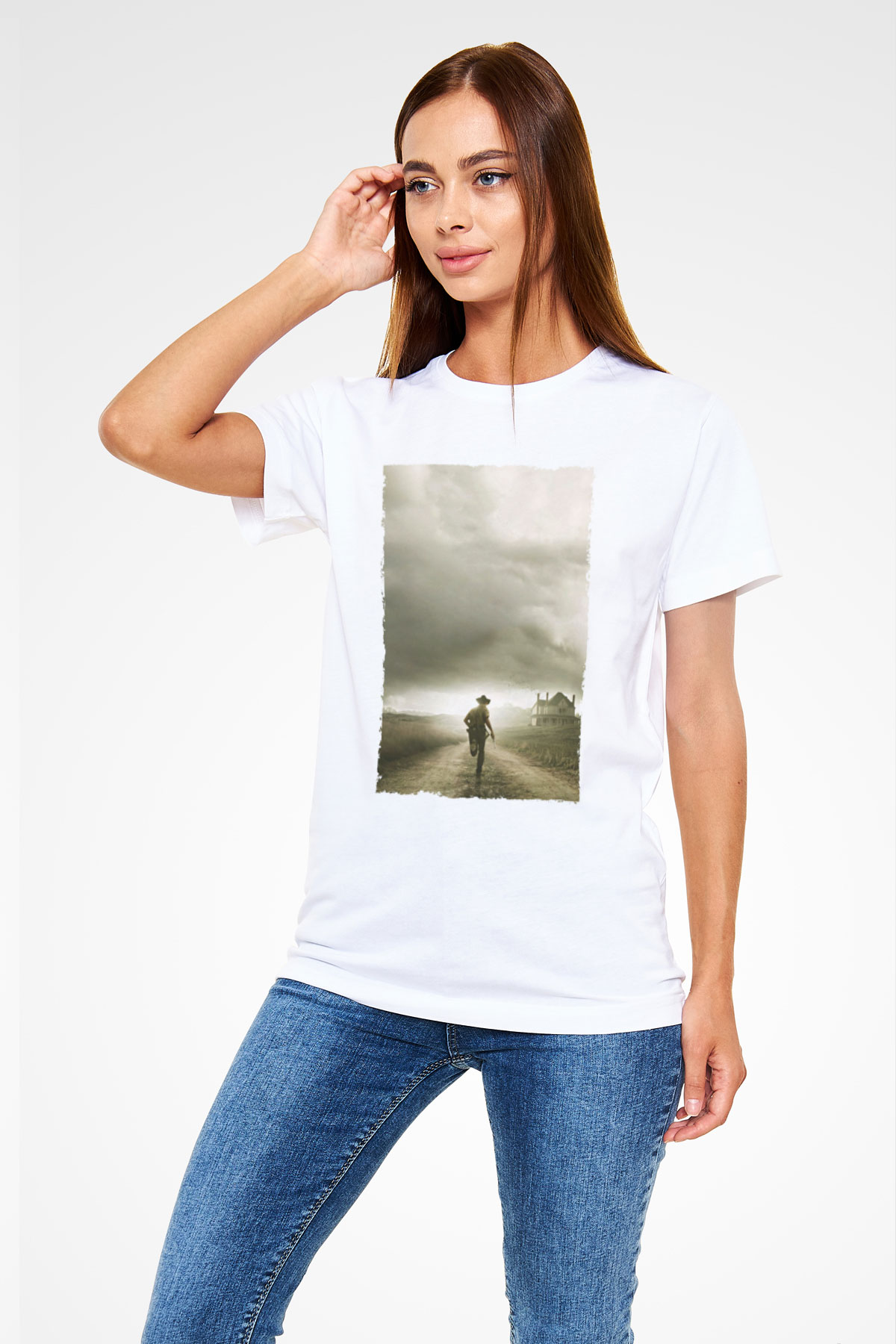 Unisex The Walking Dead Baskılı Beyaz Tişört