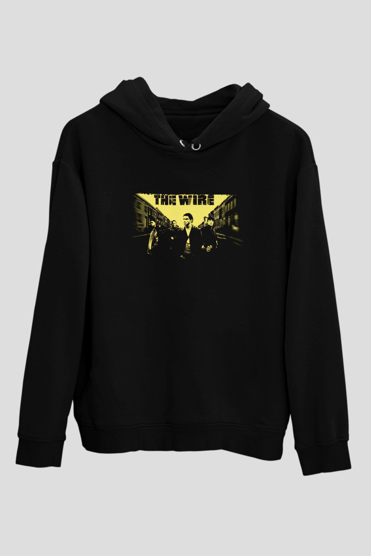 Unisex The Wire Baskılı Siyah Kapüşonlu Sweatshirt