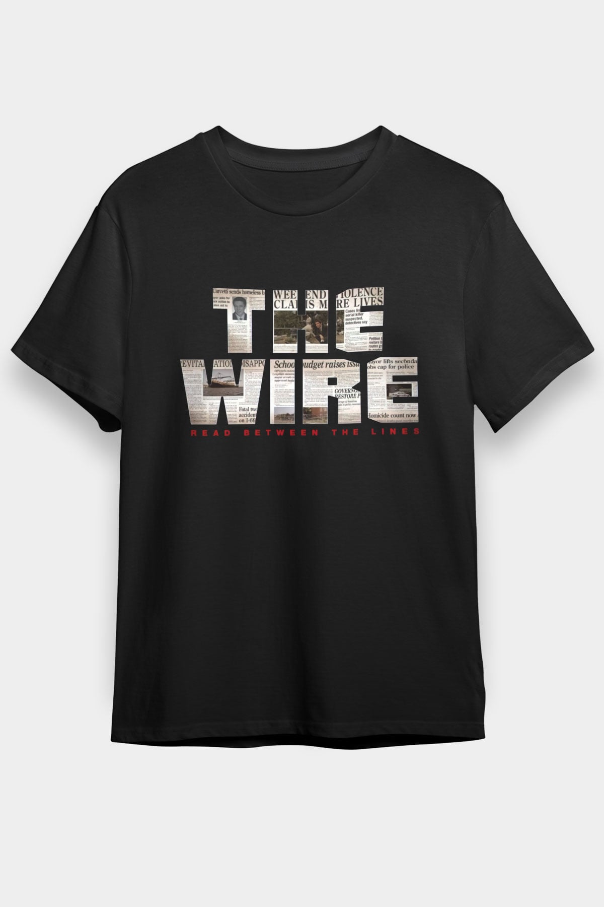 Unisex The Wire Baskılı Siyah Tshirt