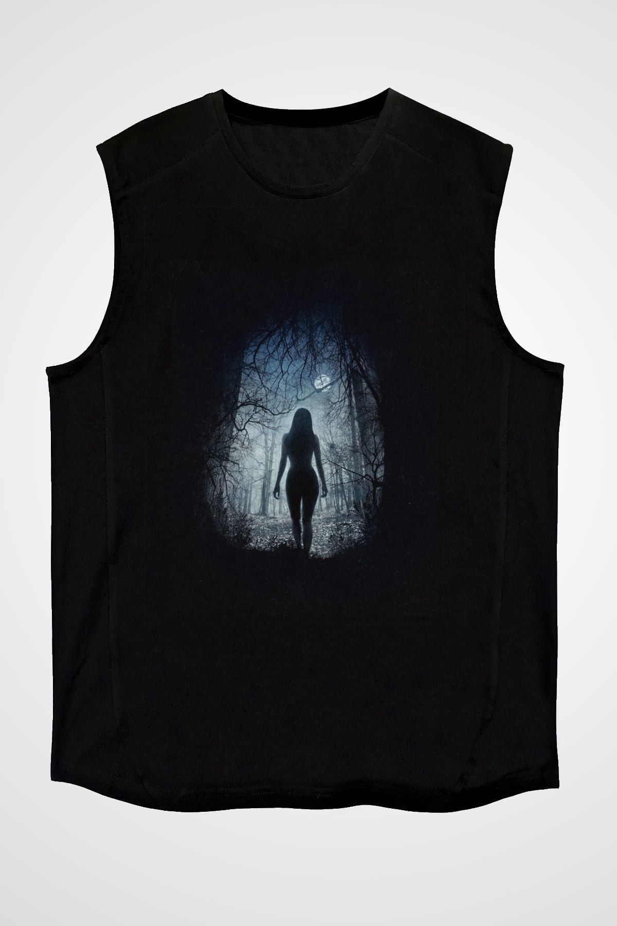 Unisex The Witch Baskılı Siyah Kolsuz T-shirt