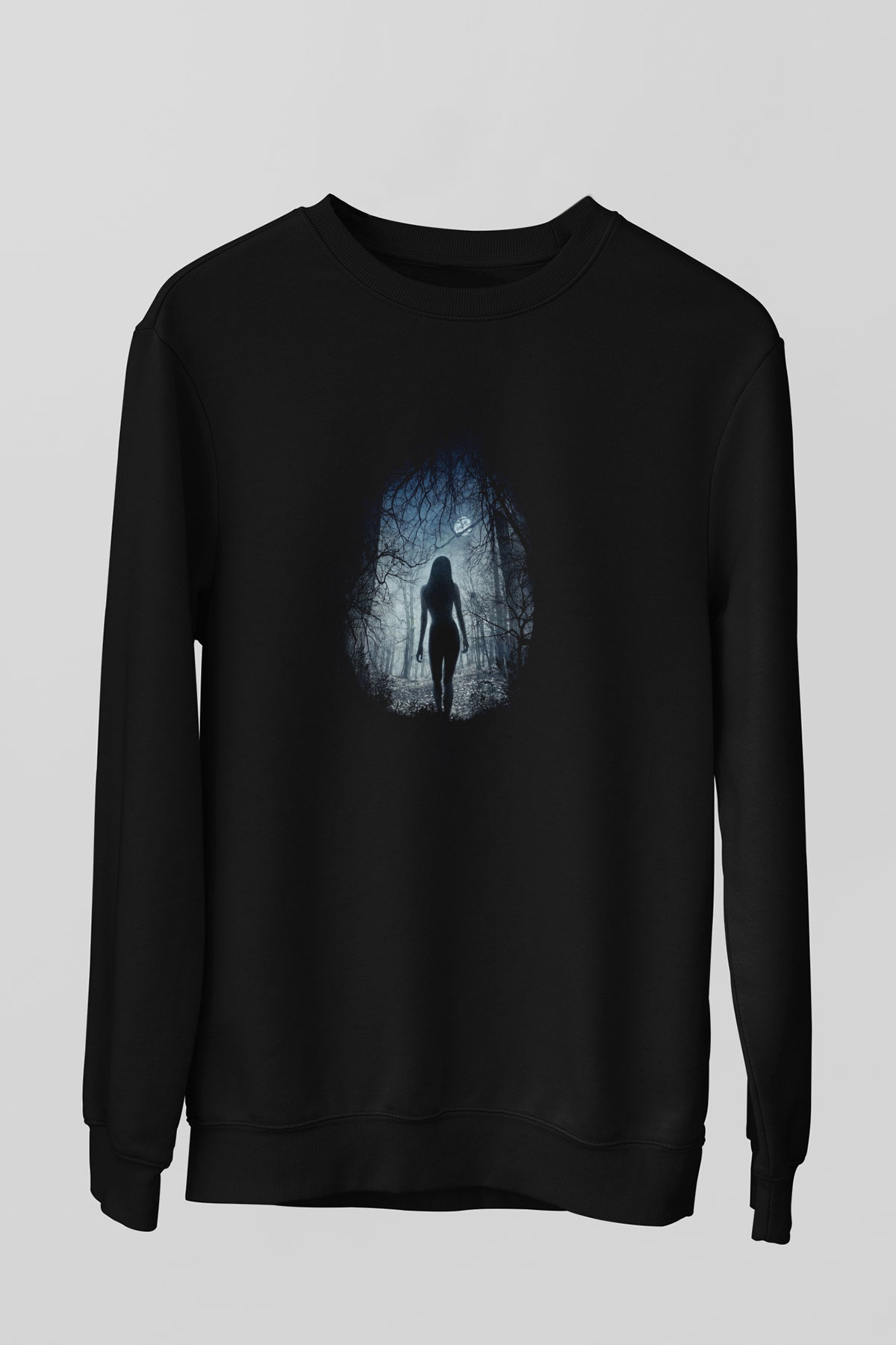 Unisex The Witch Baskılı Siyah Sweatshirt