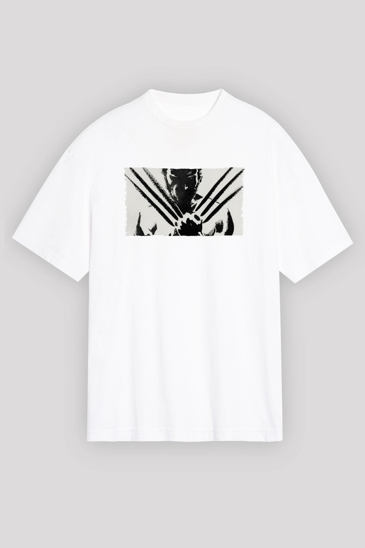 Unisex The Wolverine Baskılı Beyaz Oversize Tişört