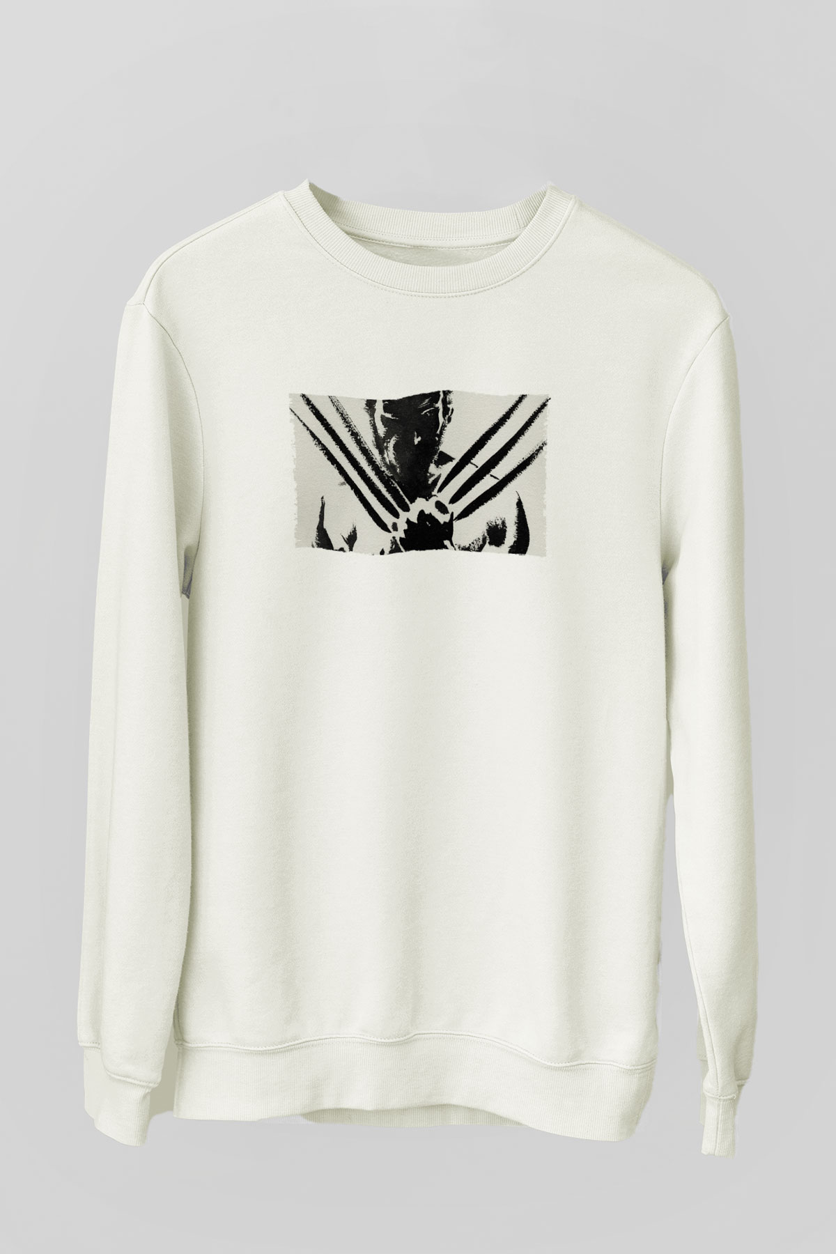 Unisex The Wolverine Baskılı Beyaz Sweatshirt