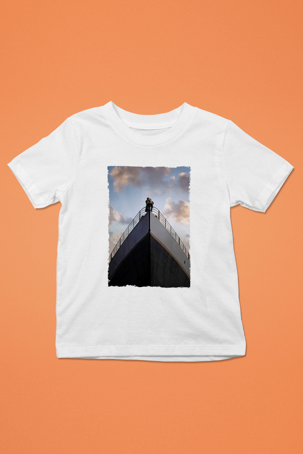 Unisex Titanik Baskılı Beyaz Çocuk Tshirt