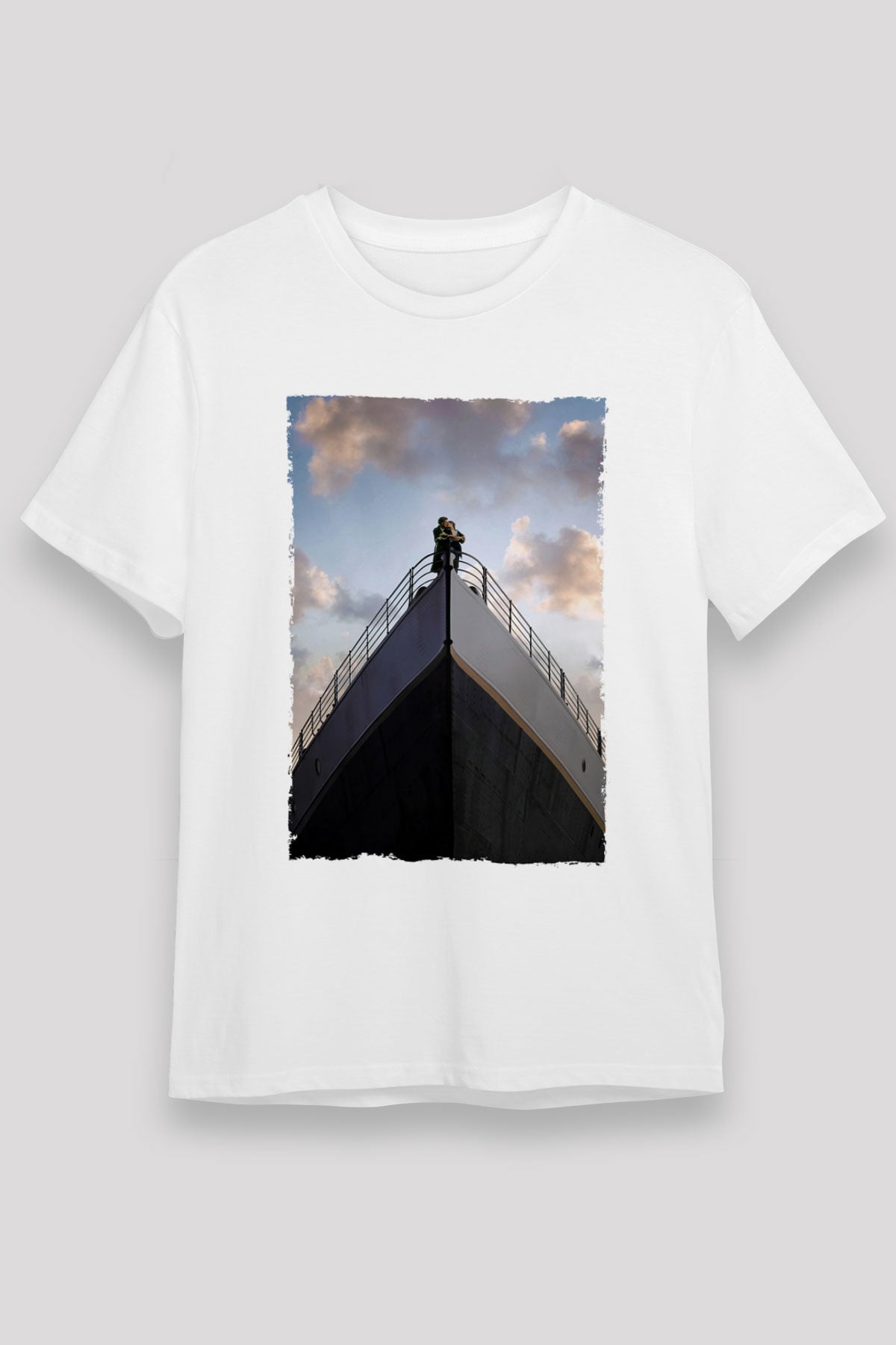 Unisex Titanik Baskılı Beyaz T-shirt
