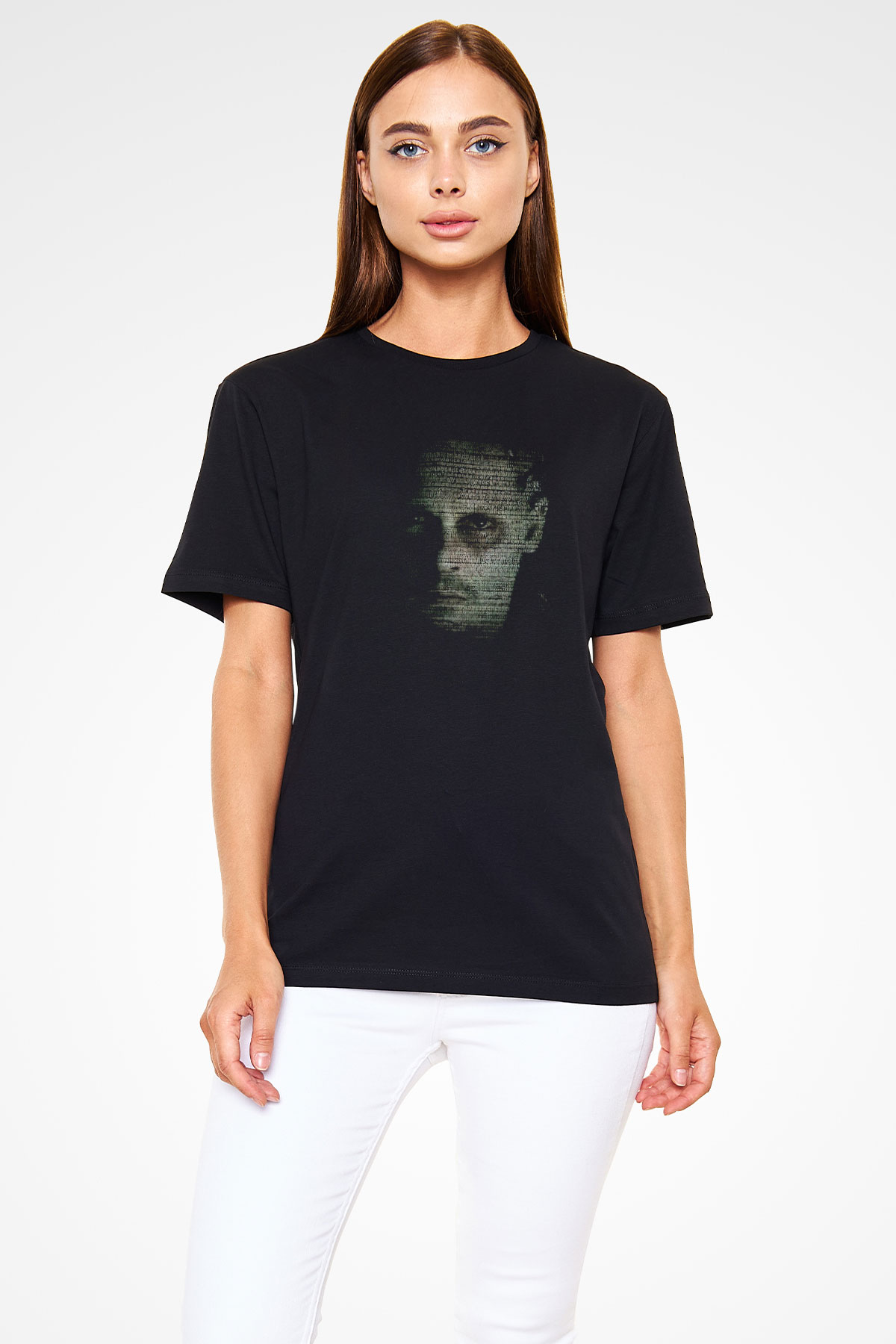 Unisex Transcendence Baskılı Siyah Tişört
