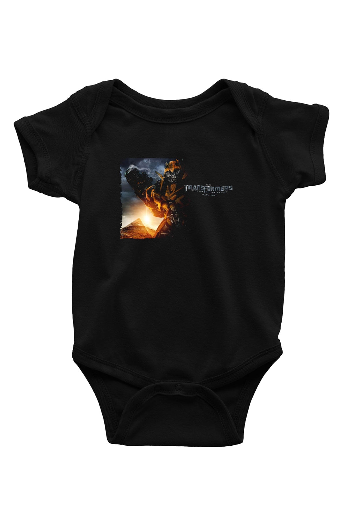 Unisex Transformers 2 Baskılı Siyah Bebek Body - Zıbın