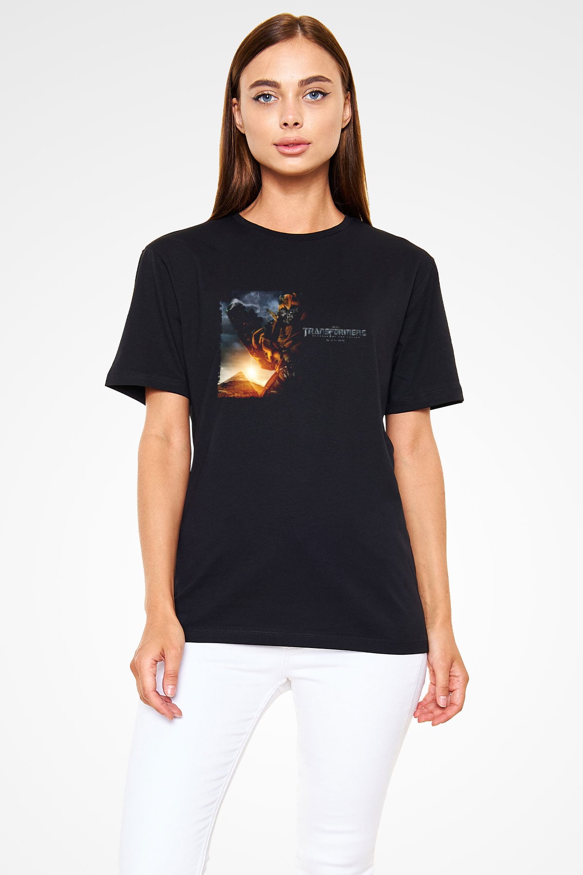 Unisex Transformers 2 Baskılı Siyah Tshirt