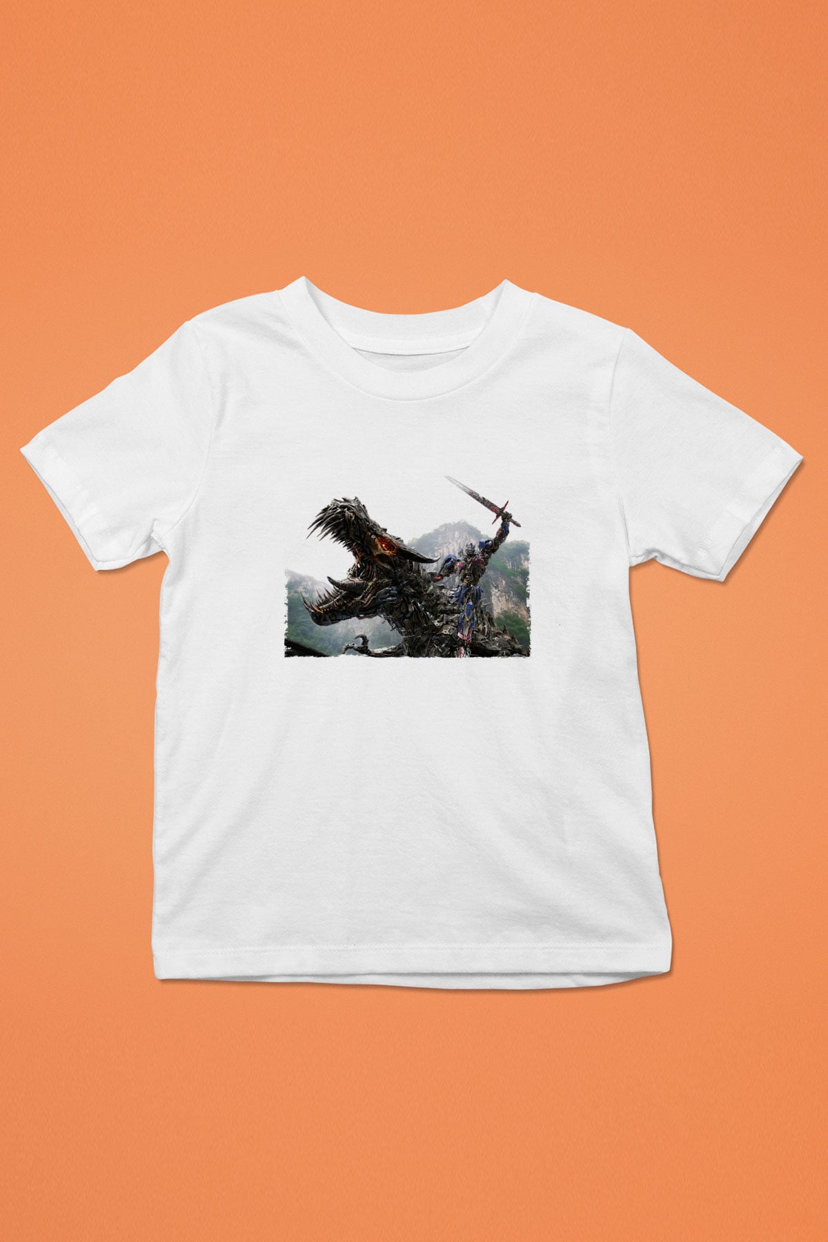 Unisex Transformers Baskılı Beyaz Çocuk Tshirt