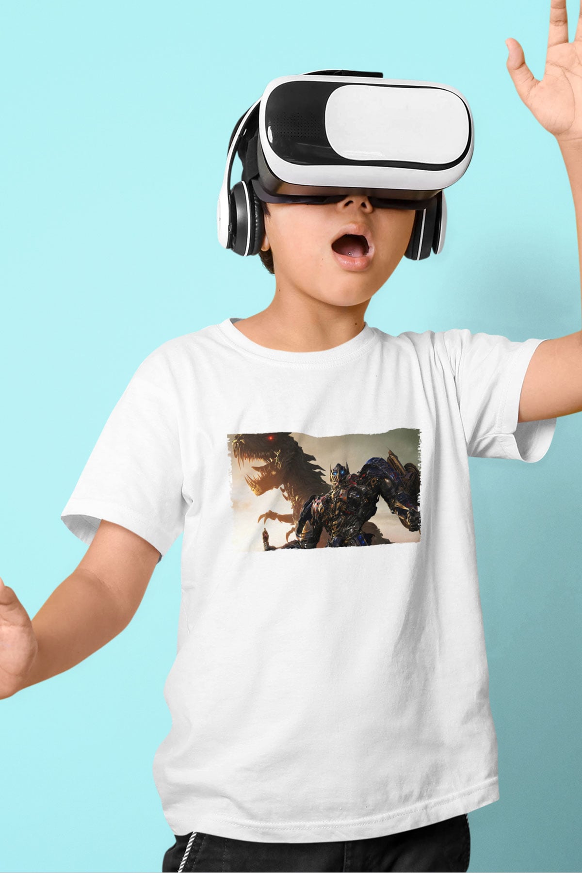Unisex Transformers Baskılı Beyaz Çocuk Tişört