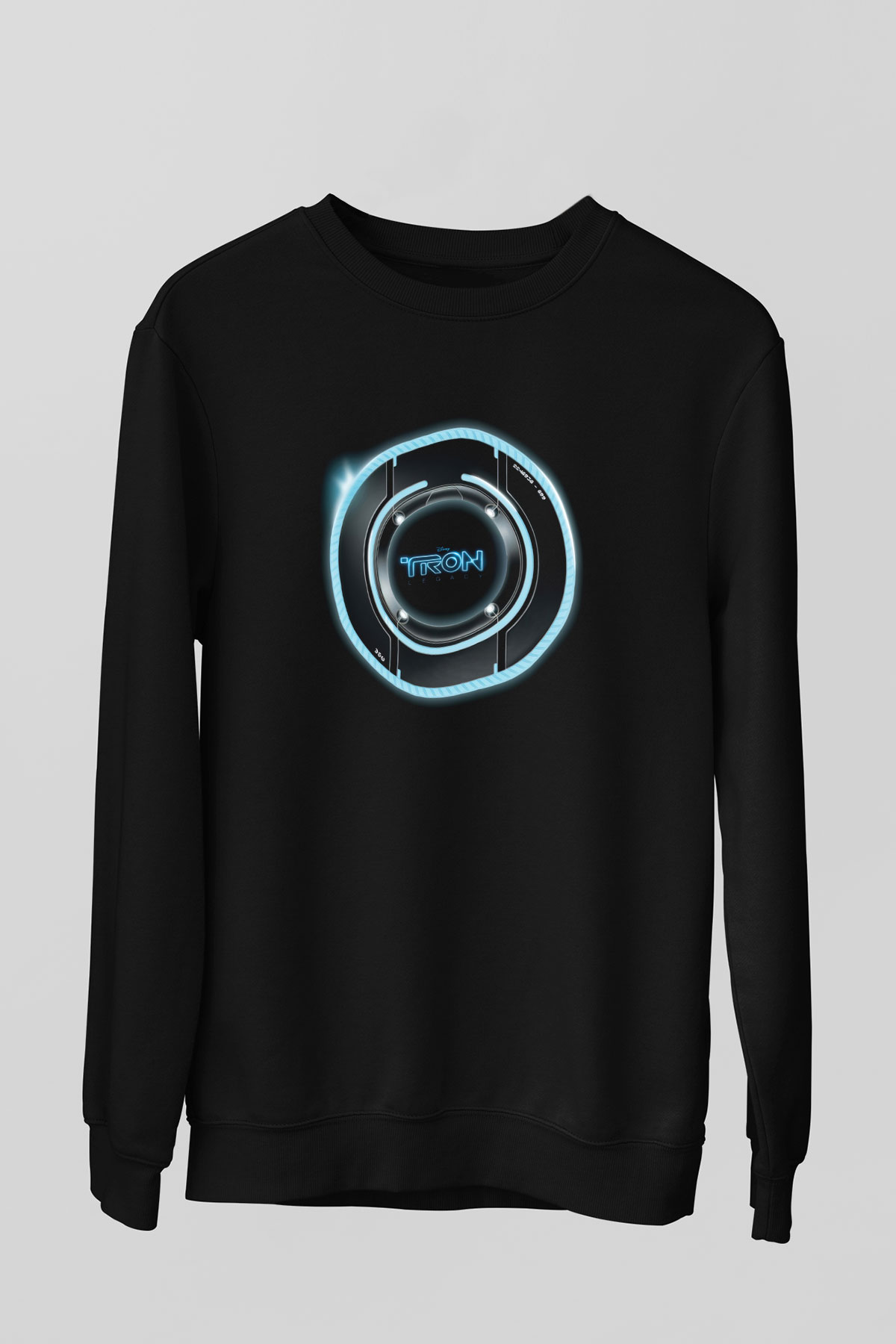 Unisex Tron Baskılı Siyah Sweatshirt