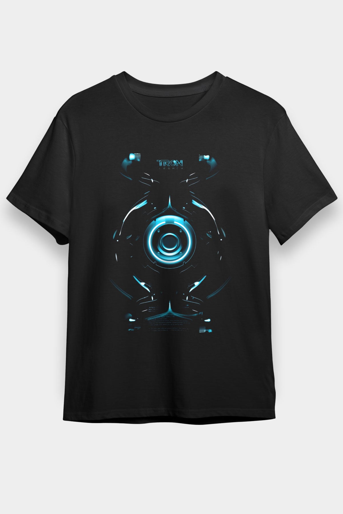 Unisex Tron Baskılı Siyah Tişört