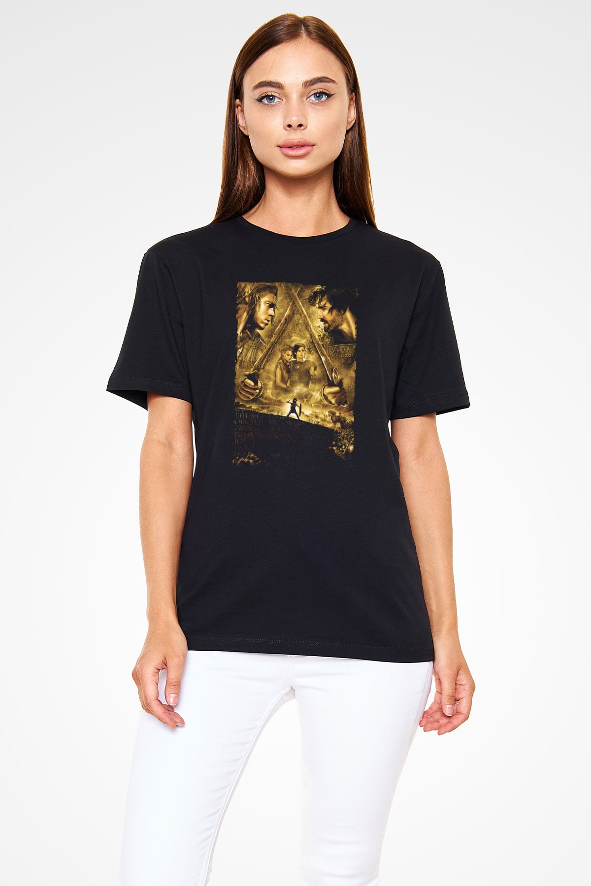 Unisex Truva (Troy) Baskılı Siyah Tişört