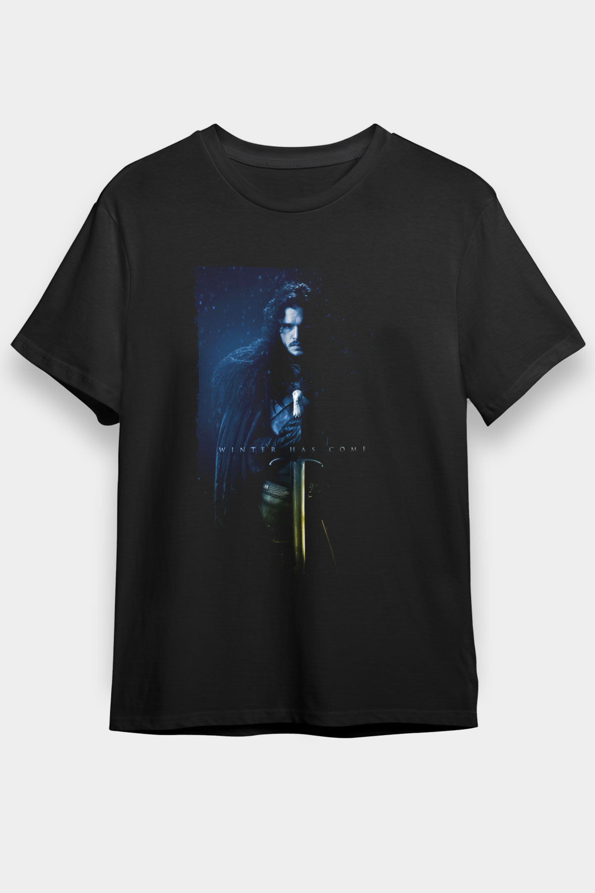 Unisex Unisex Game of Thrones Baskılı Siyah Tshirt