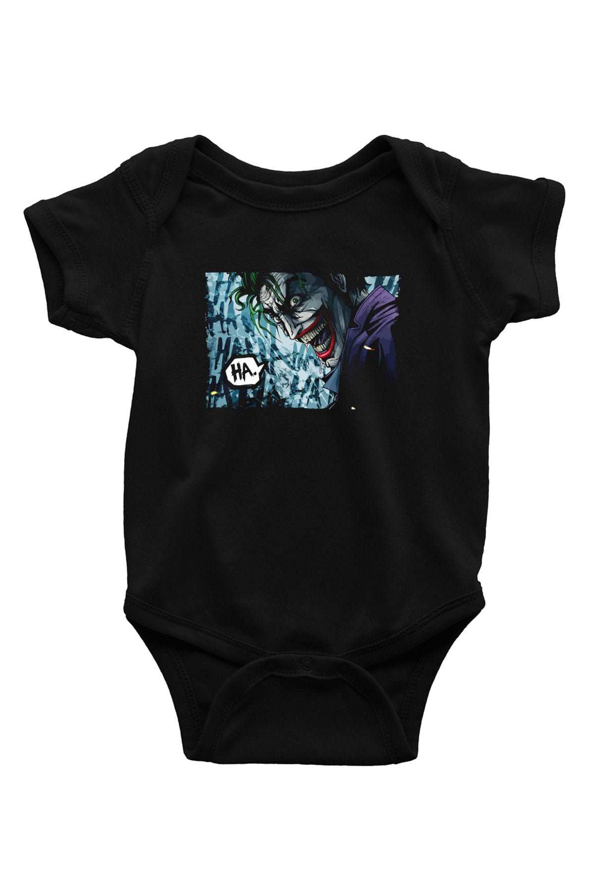 Unisex Unisex Joker Baskılı Siyah Bebek Body - Zıbın