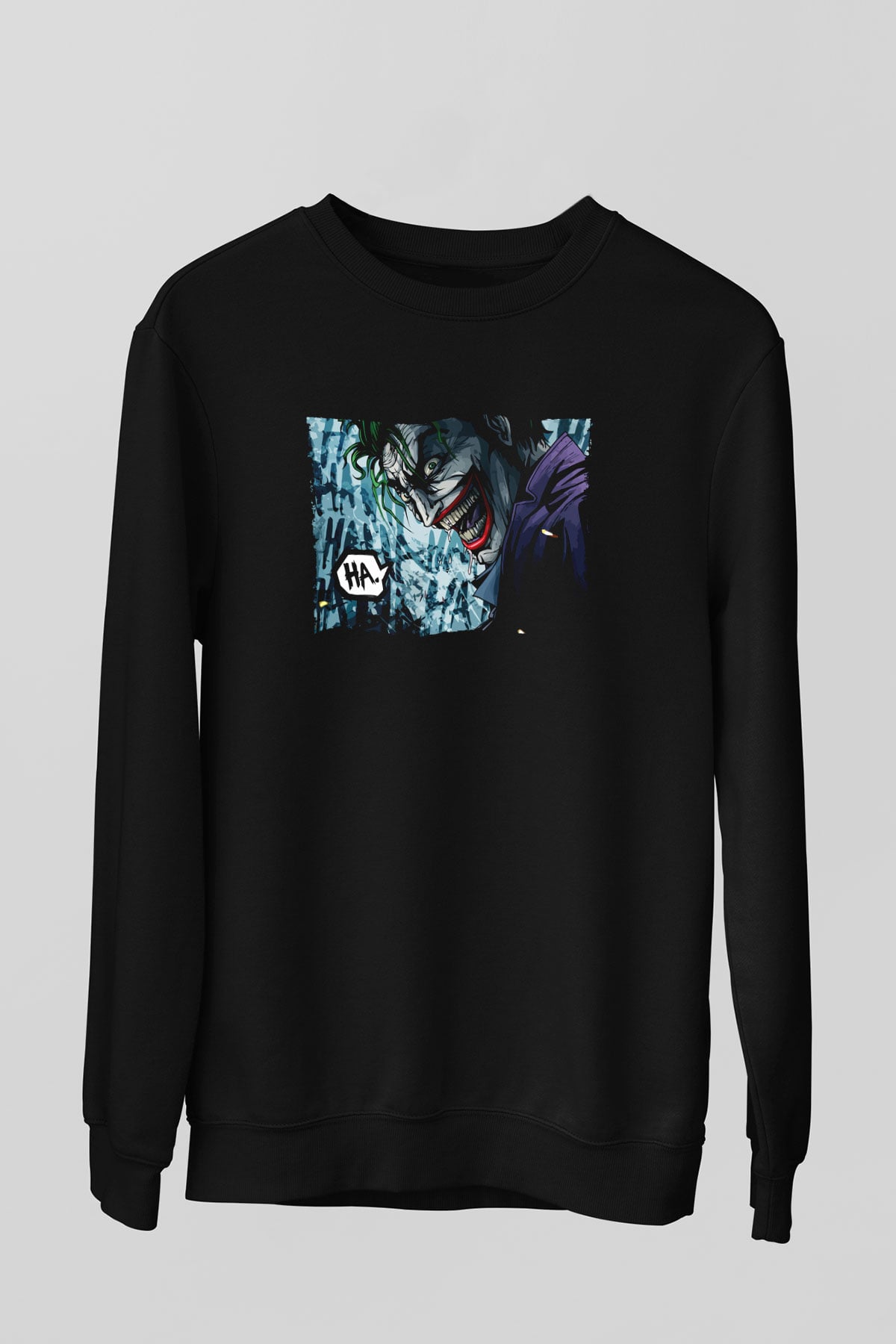 Unisex Unisex Joker Baskılı Siyah Sweatshirt