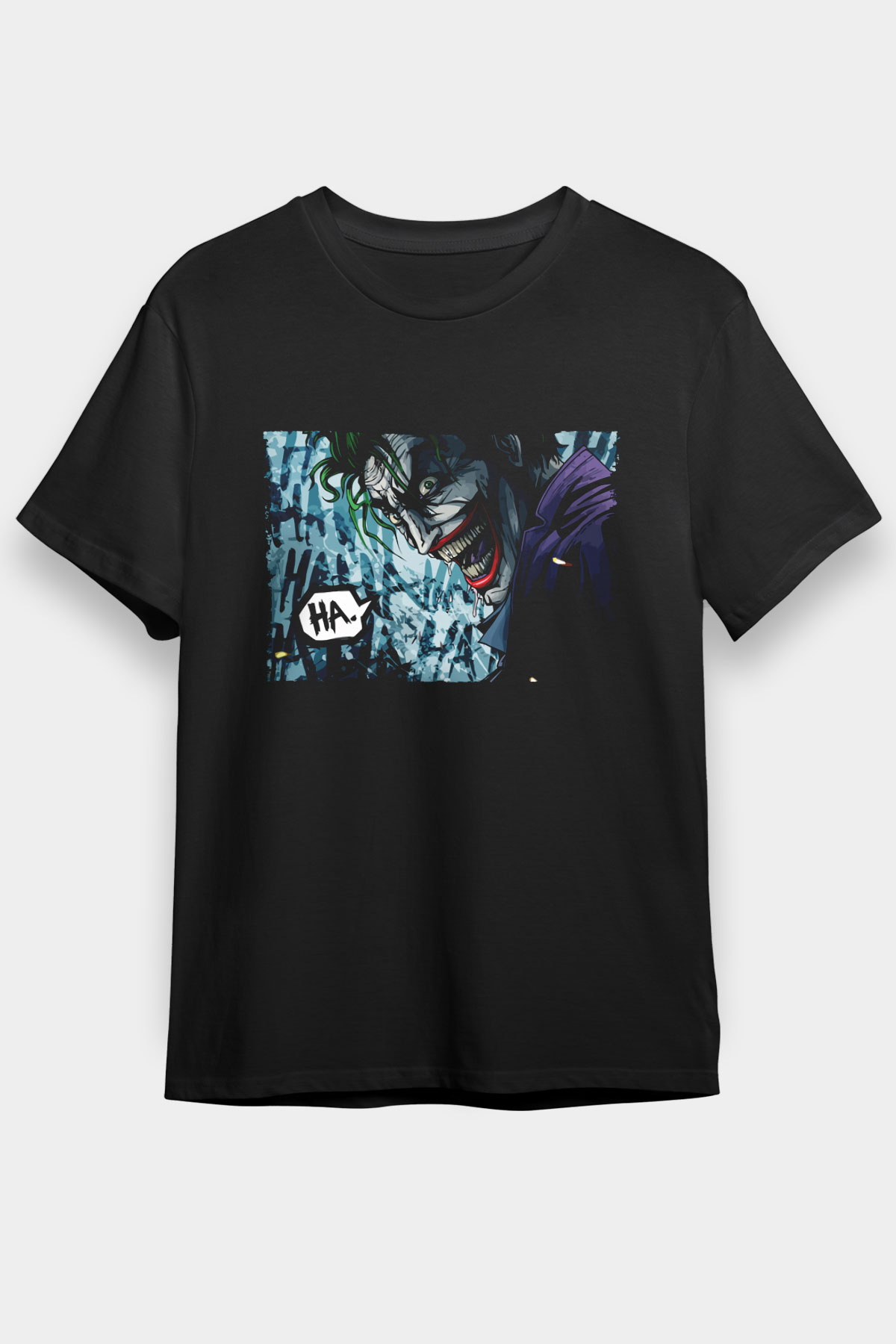 Unisex Unisex Joker Baskılı Siyah T-Shirt