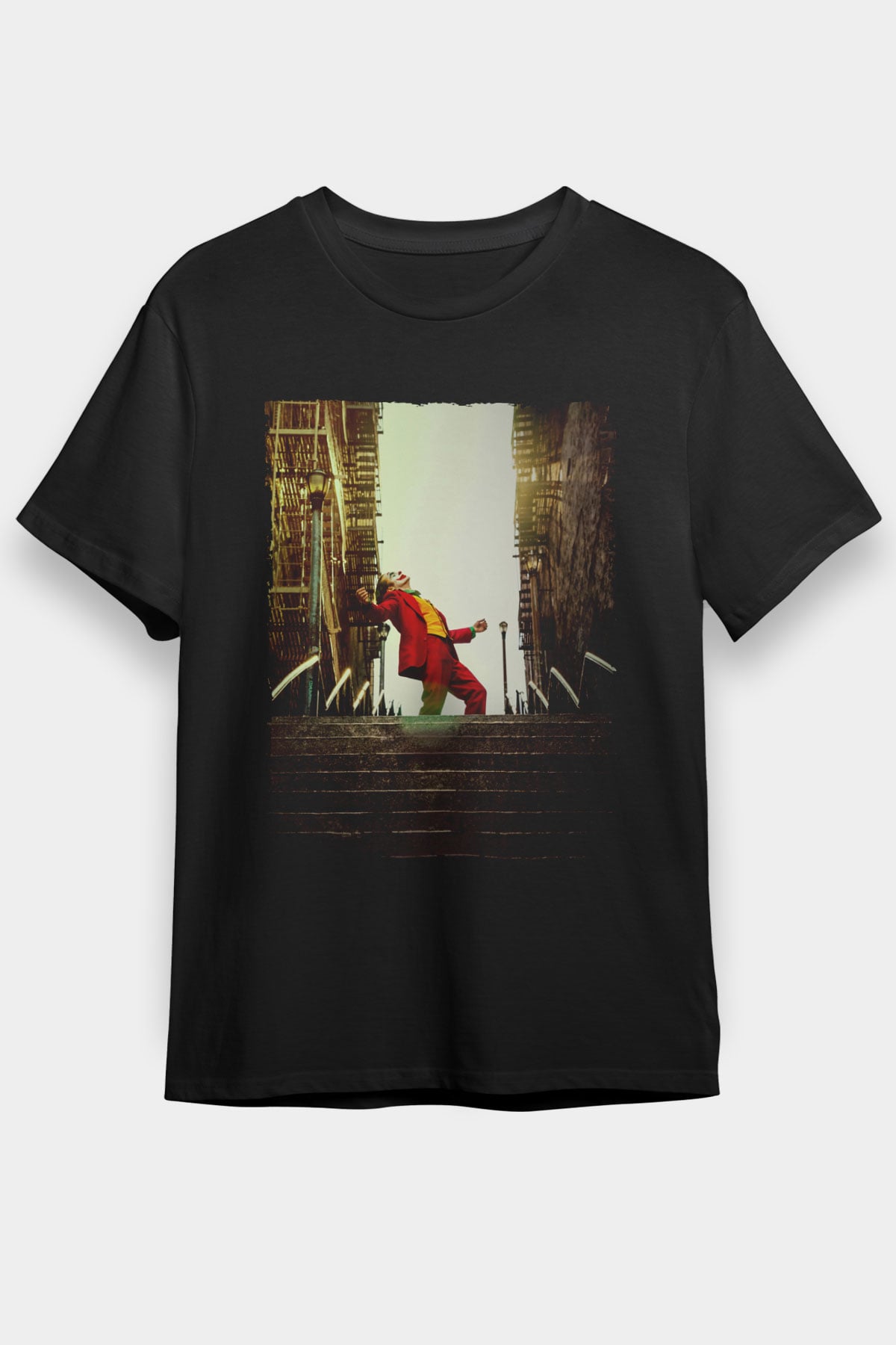 Unisex Unisex Joker Baskılı Siyah Tişört
