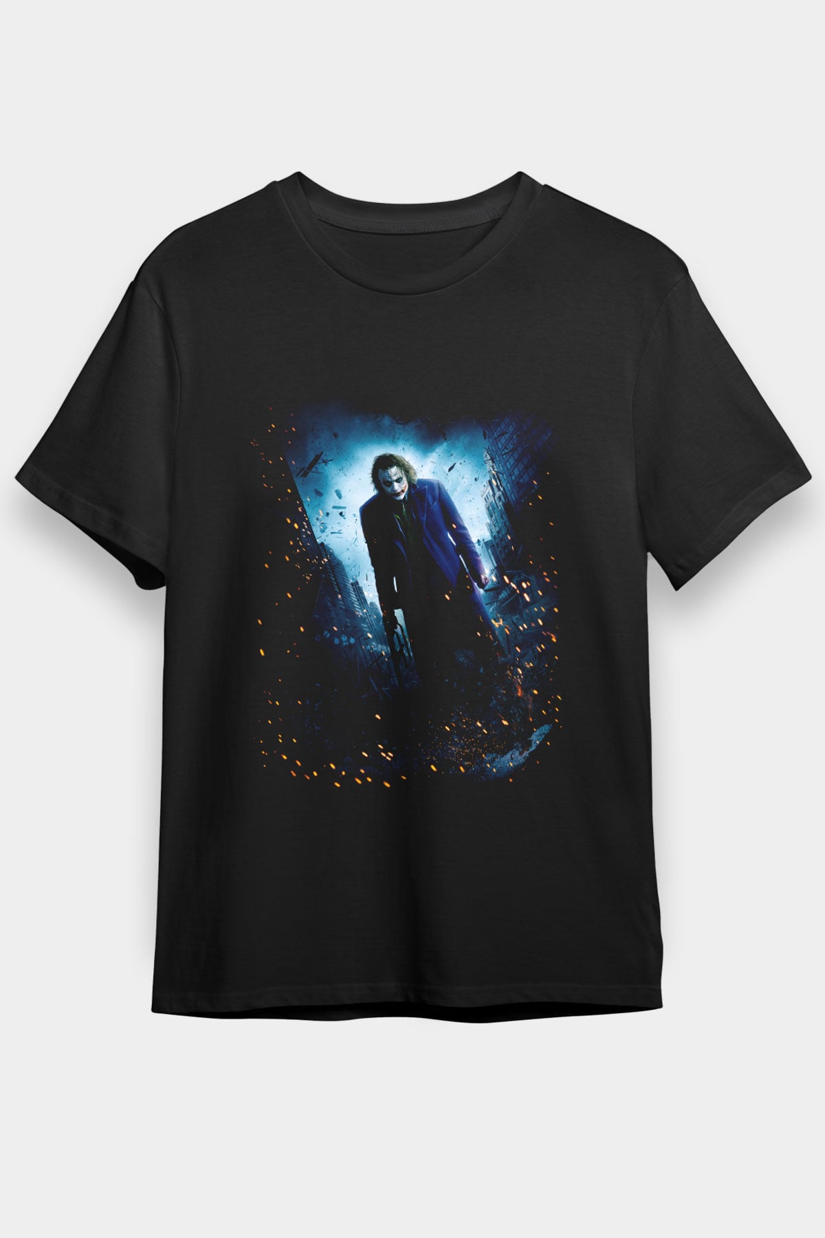 Unisex Unisex Joker Baskılı Siyah Tshirt