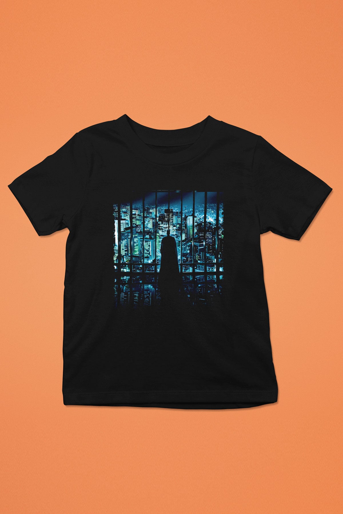 Unisex Unisex Kara Şövalye (The Dark Knight) Baskılı Siyah Çocuk Tişört