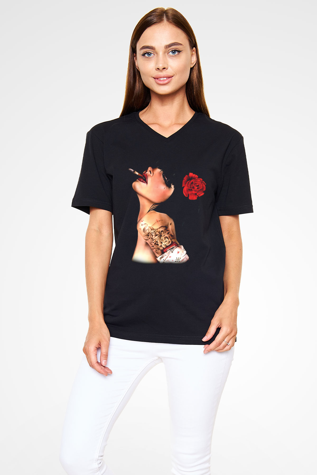 Unisex V Yaka Tişört TSR129