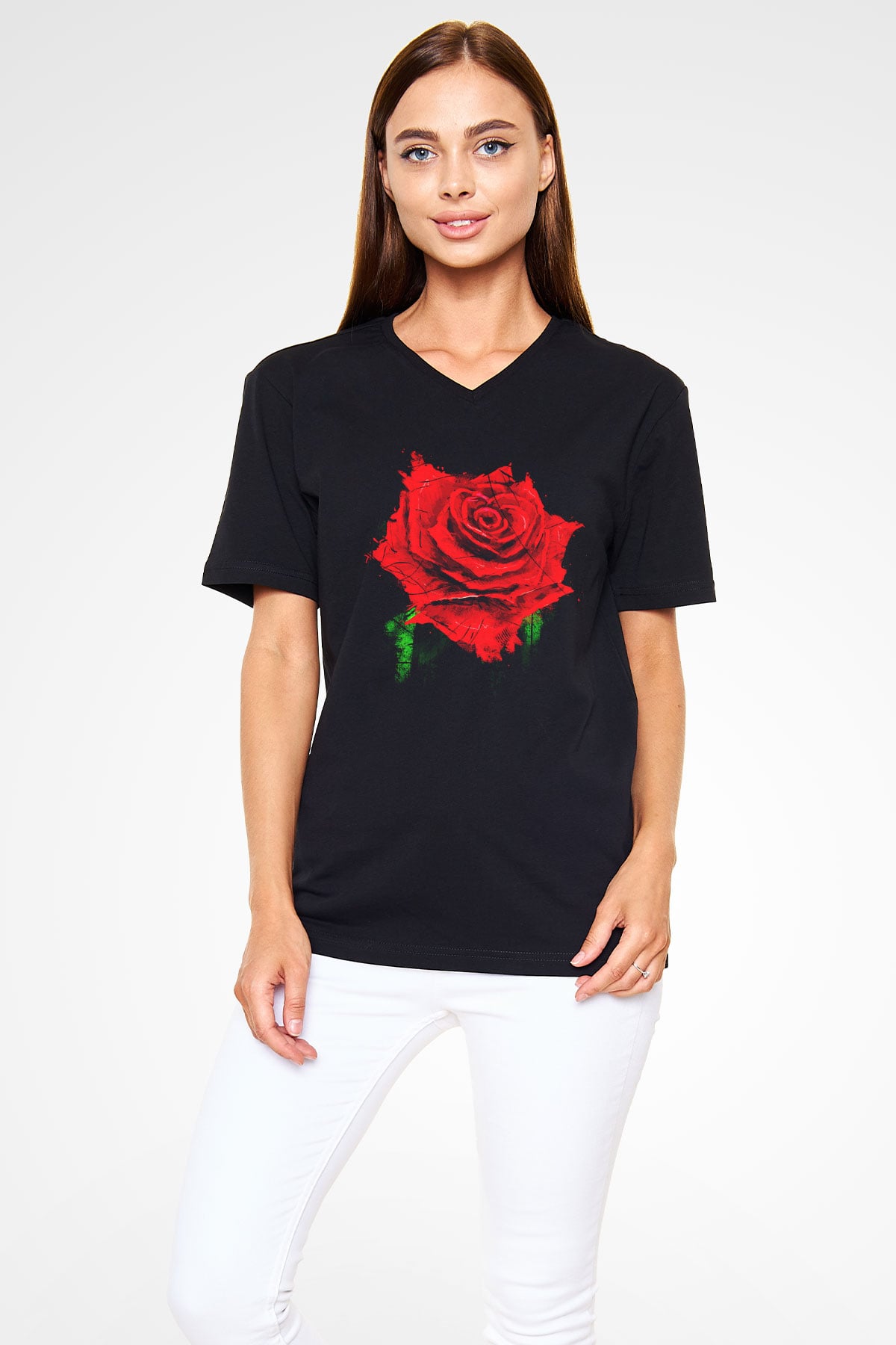 Unisex V Yaka Tişört TSR225