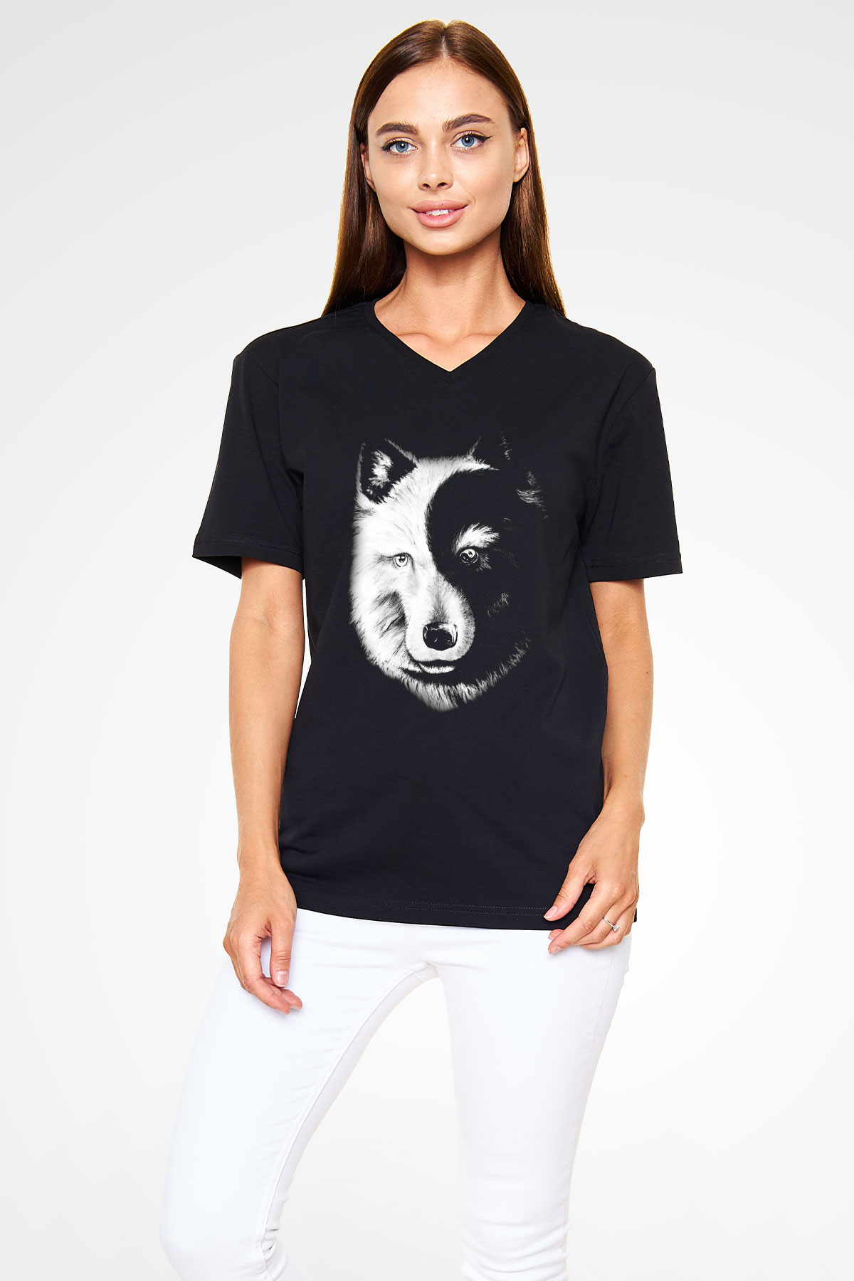 Unisex V Yaka Tişört TSR496