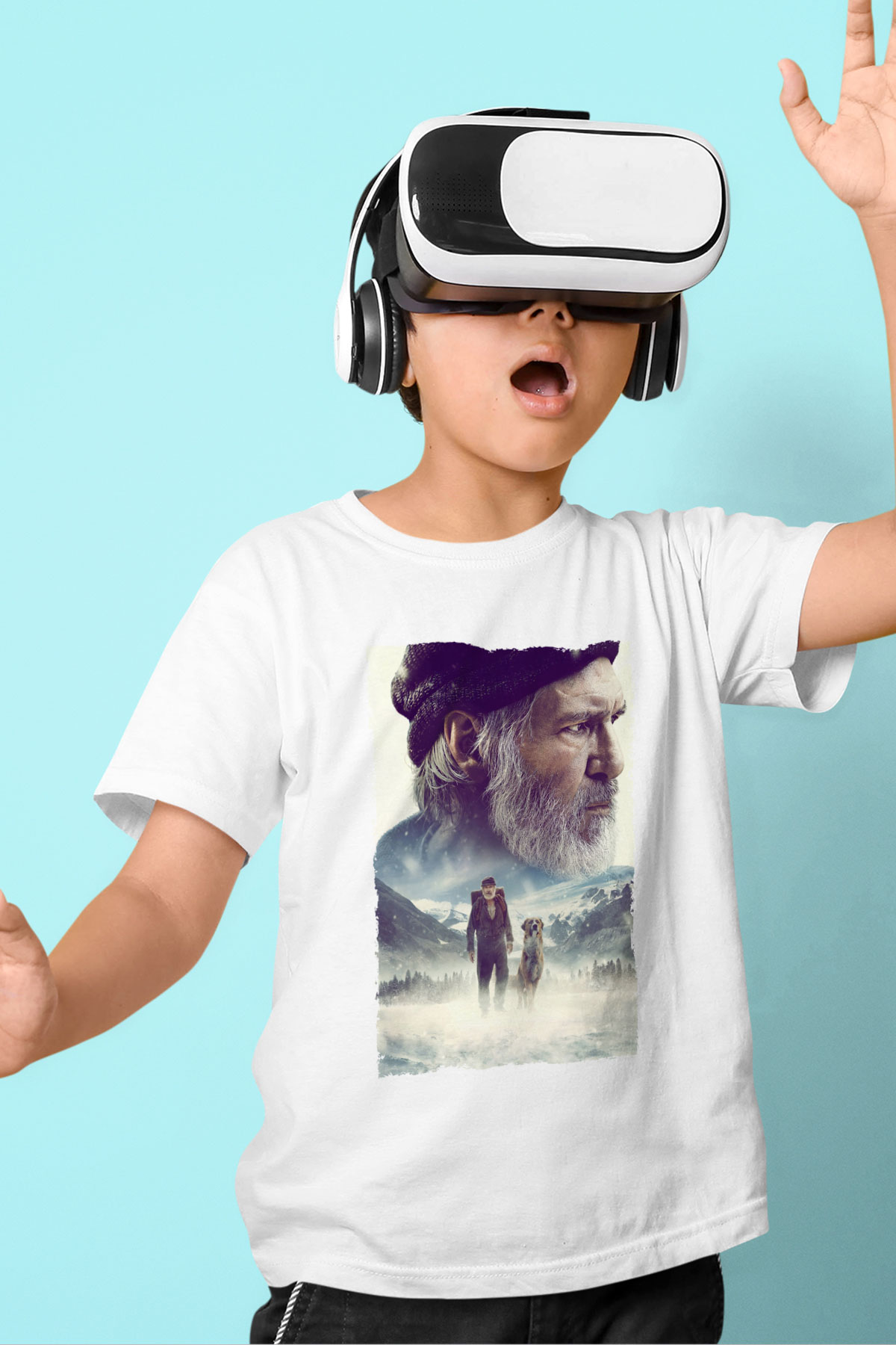 Unisex Vahşetin Çağrısı (The Call of the Wild) Baskılı Beyaz Çocuk Tişört