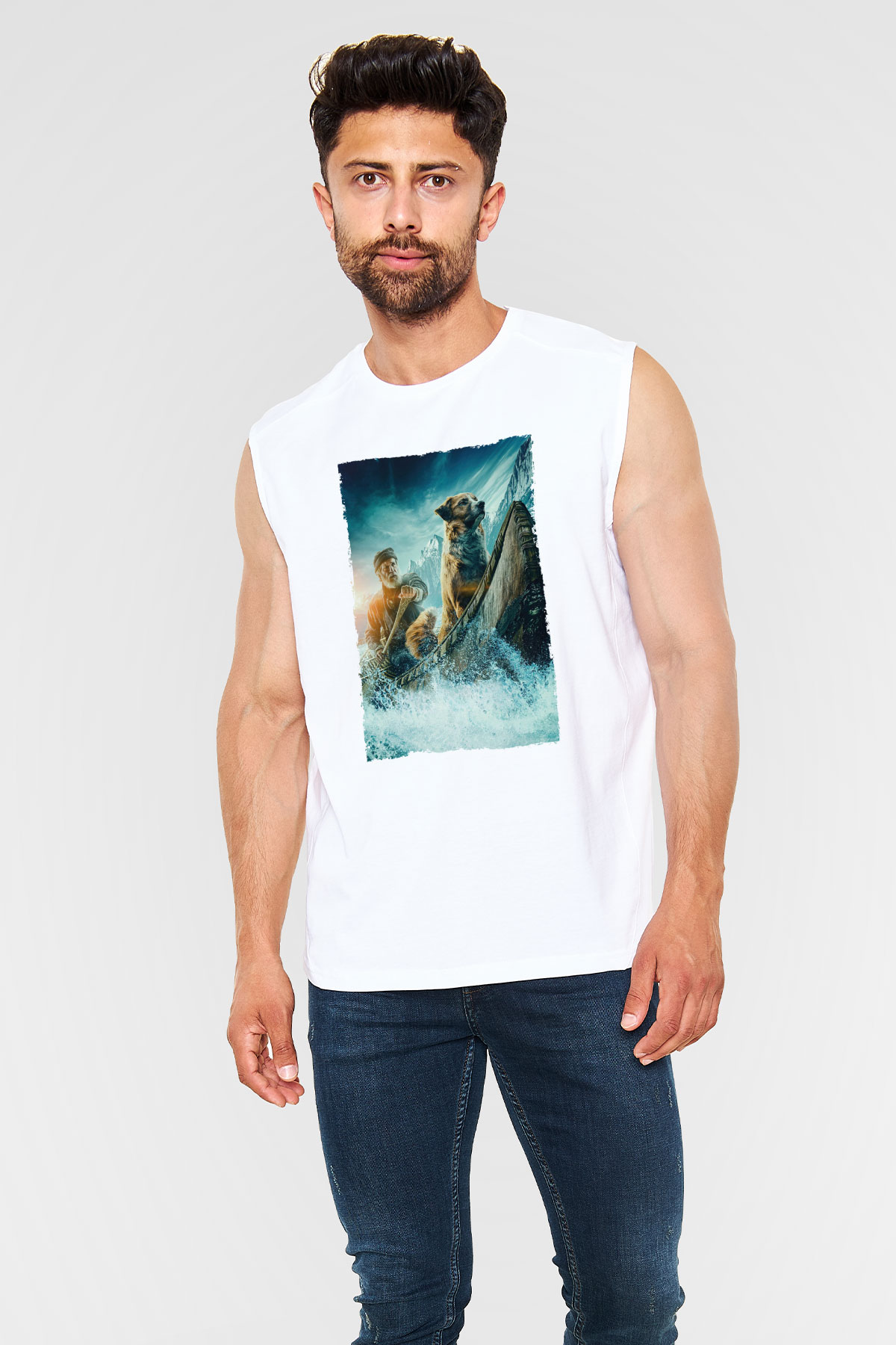 Unisex Vahşetin Çağrısı (The Call of the Wild) Baskılı Beyaz Kolsuz Tshirt