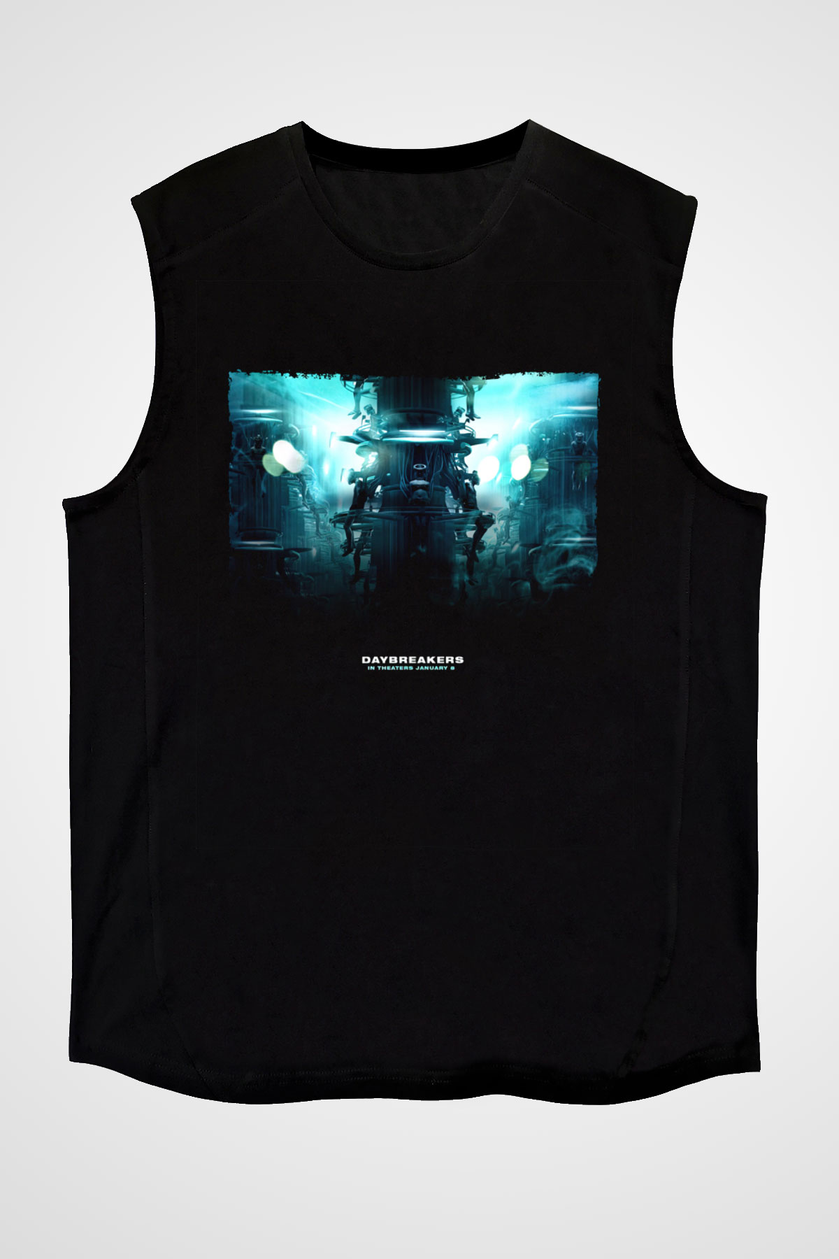 Unisex Vampir İmparatorluğu (Daybreakers) Baskılı Siyah Kolsuz T-shirt