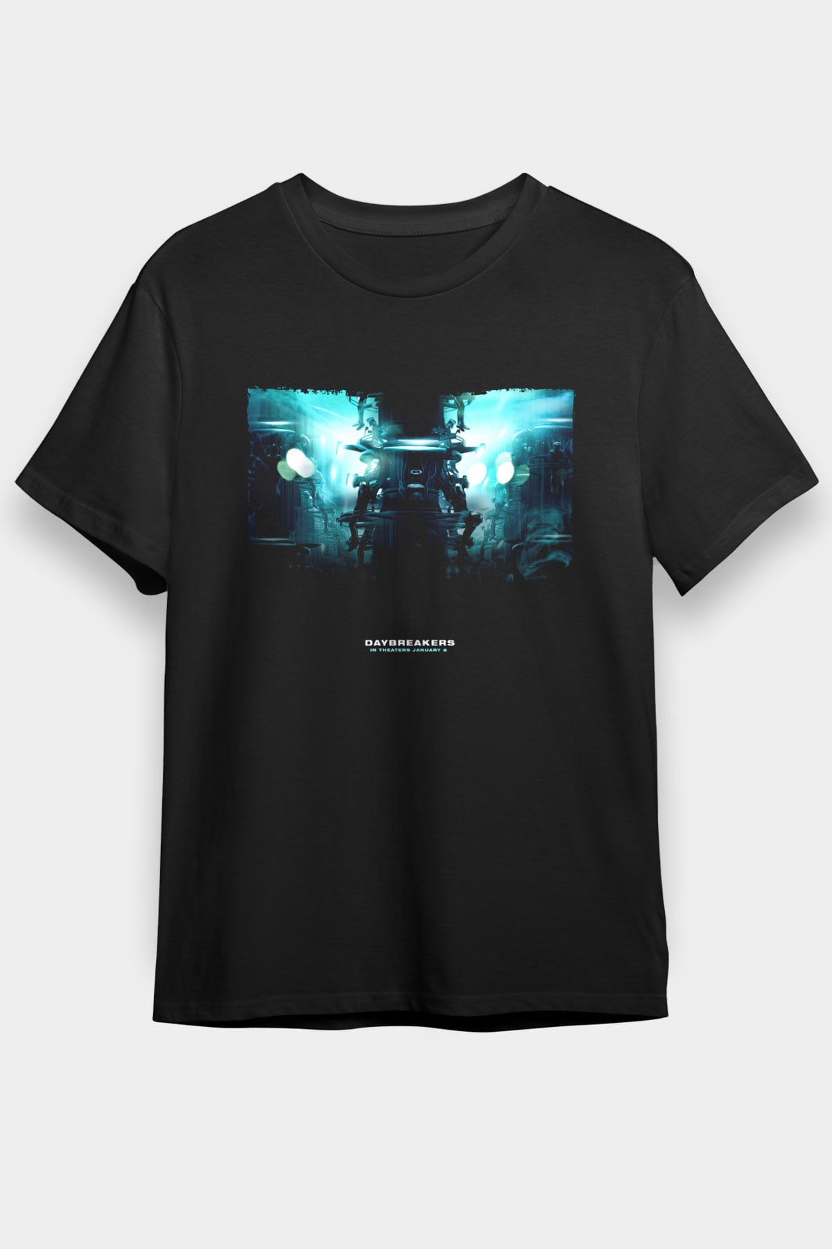 Unisex Vampir İmparatorluğu (Daybreakers) Baskılı Siyah T-shirt