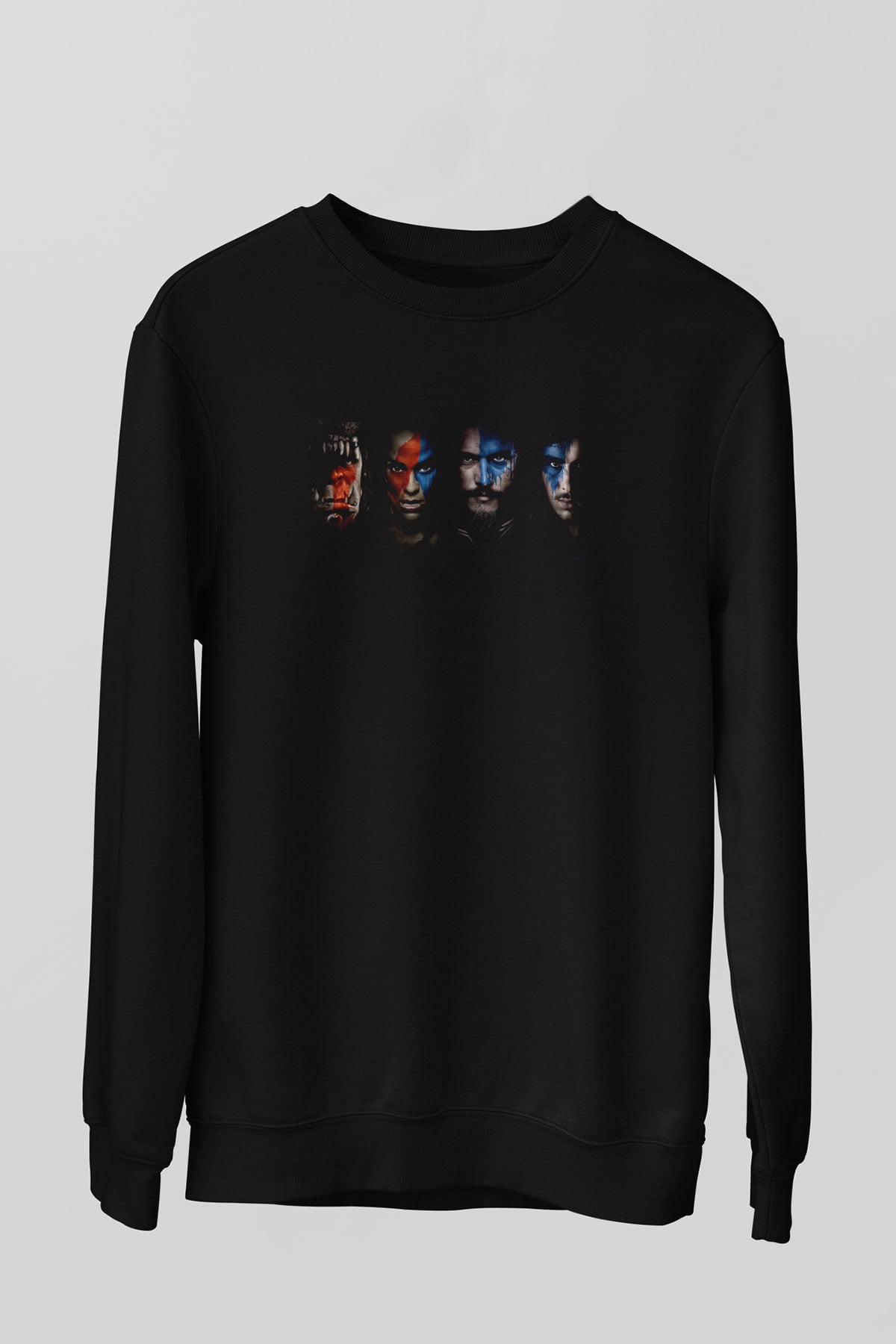 Unisex Warcraft Baskılı Siyah Sweatshirt