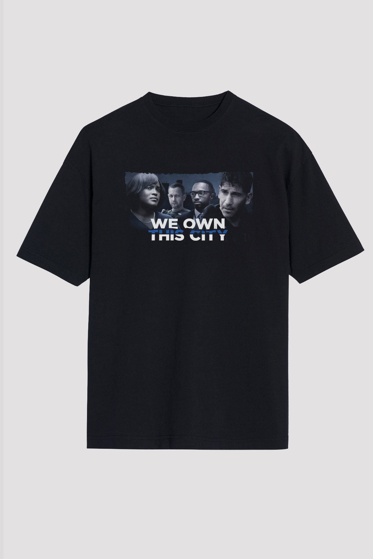 Unisex We Own This City Baskılı Siyah Oversize T-shirt