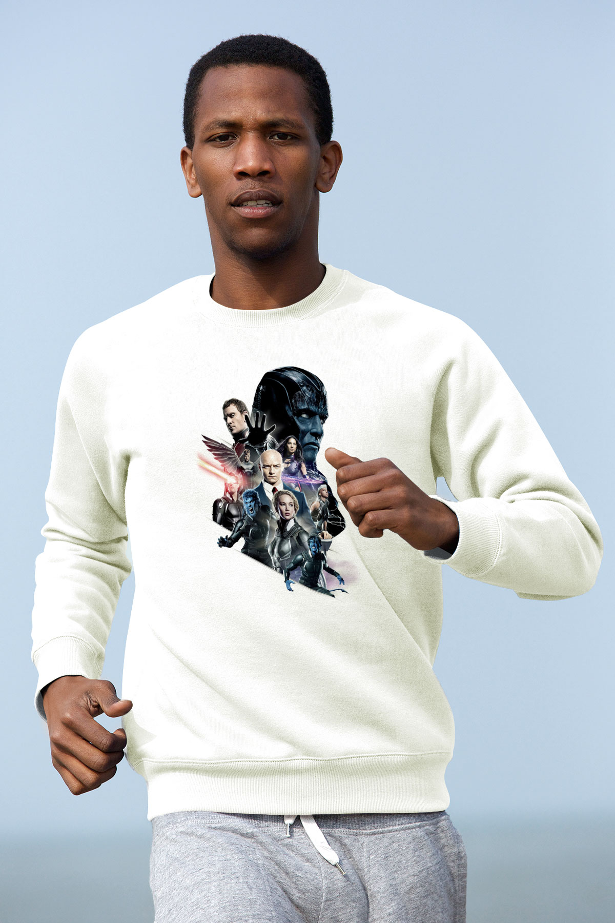 Unisex X-Men Apocalypse Baskılı Beyaz Sweatshirt