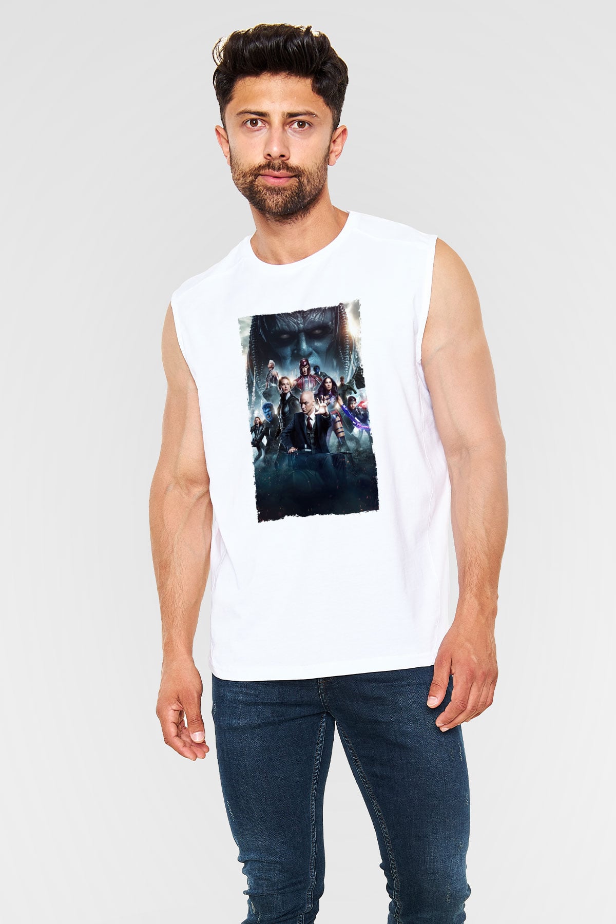 Unisex X-Men Apocalypse Baskılı Beyaz Kolsuz T-shirt
