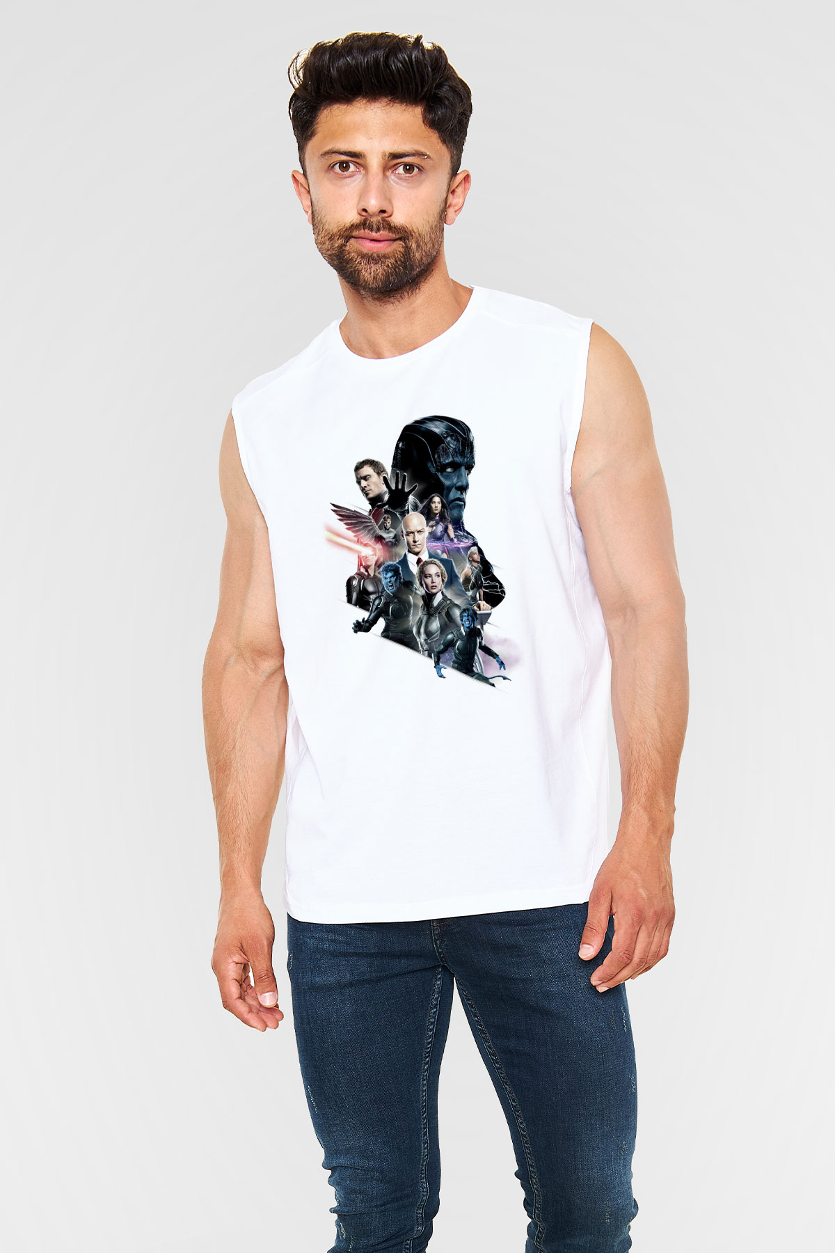 Unisex X-Men Apocalypse Baskılı Beyaz Kolsuz Tshirt
