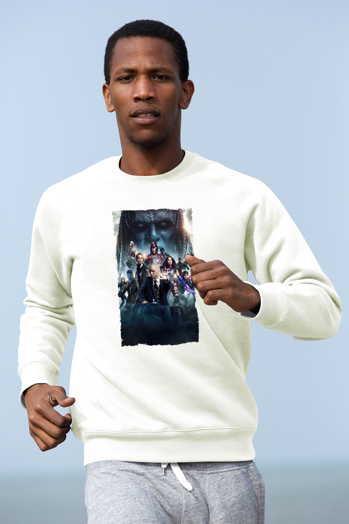 Unisex X-Men Apocalypse Baskılı Beyaz Sweatshirt