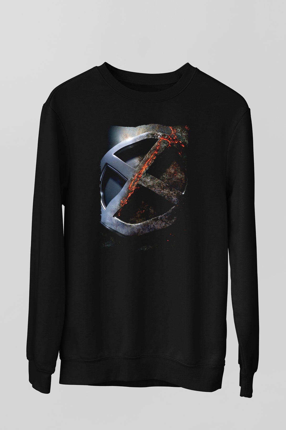Unisex X-Men Apocalypse Baskılı Siyah Sweatshirt