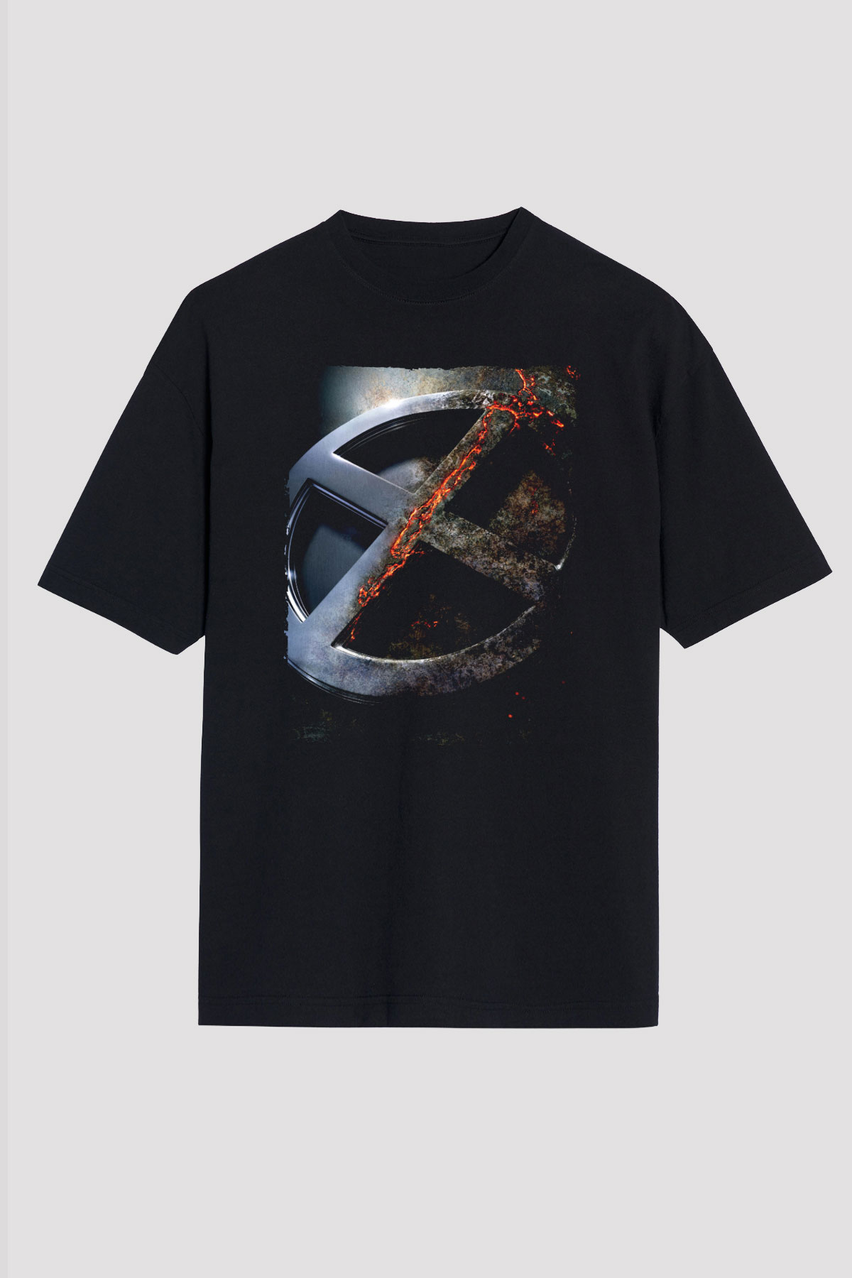 Unisex X-Men Apocalypse Baskılı Siyah Oversize Tshirt