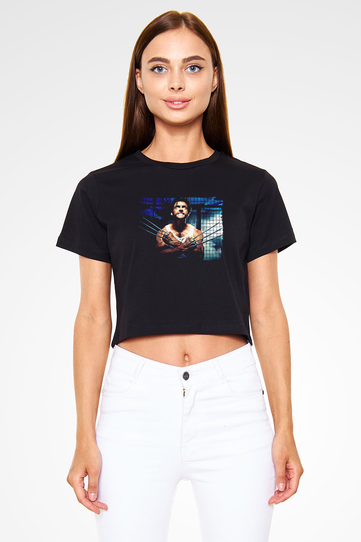 Unisex X-Men Başlangıç Wolverine (X-Men Origins Wolverine) Baskılı Siyah Crop Top T-shirt