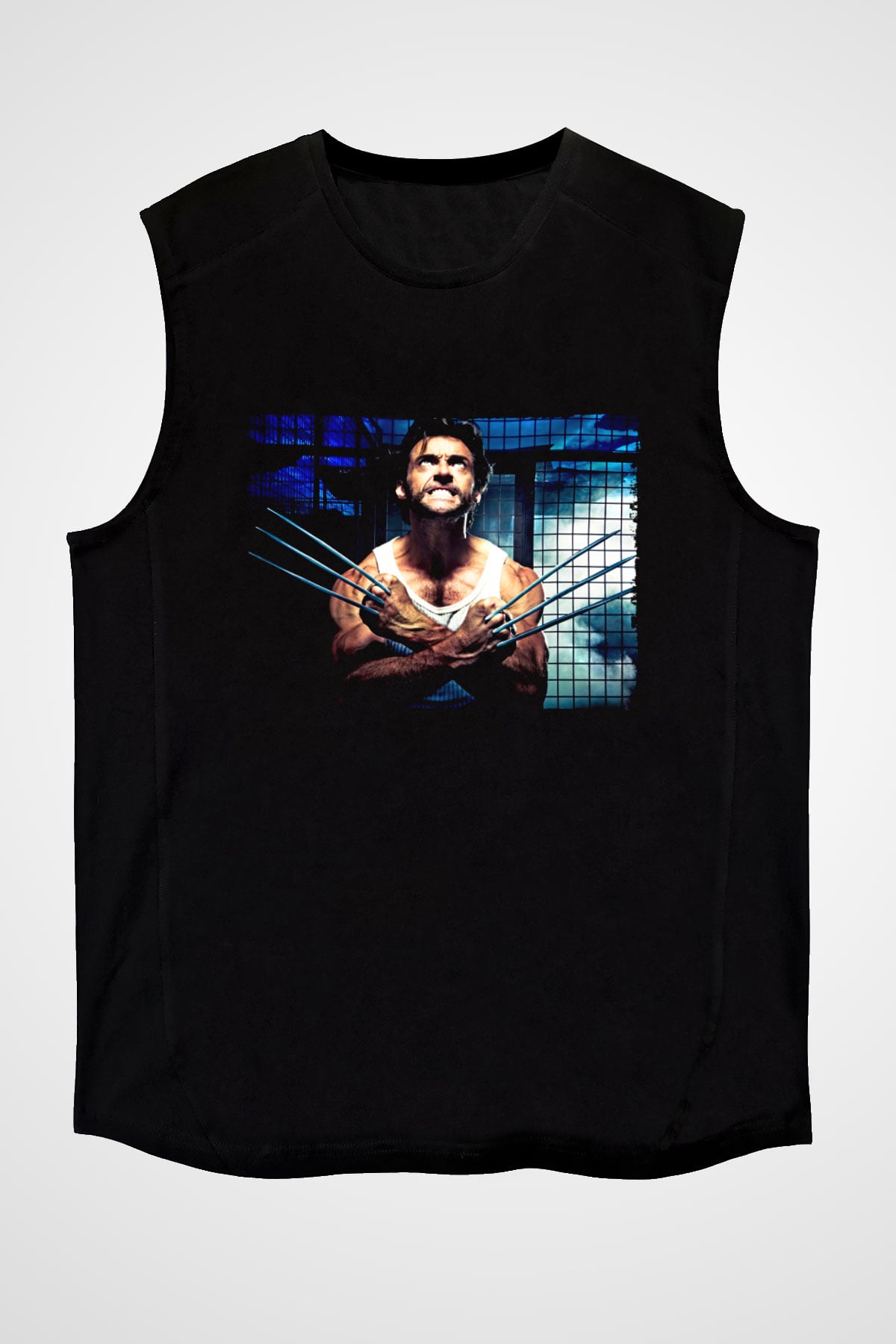 Unisex X-Men Başlangıç Wolverine (X-Men Origins Wolverine) Baskılı Siyah Kolsuz T-shirt
