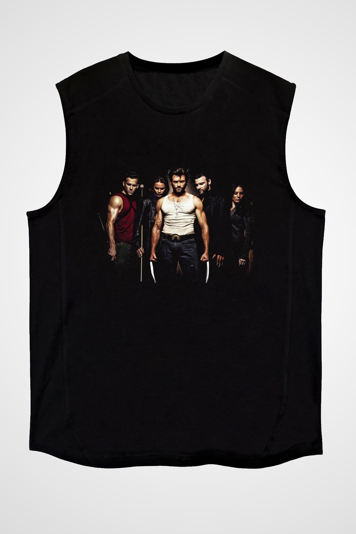 Unisex X-Men Başlangıç Wolverine (X-Men Origins Wolverine) Baskılı Siyah Kolsuz Tişört
