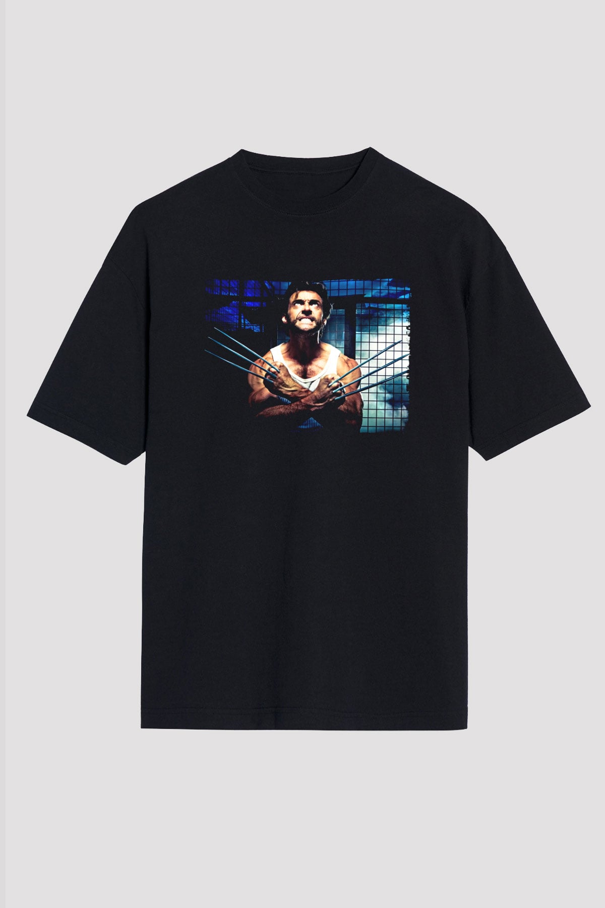 Unisex X-Men Başlangıç Wolverine (X-Men Origins Wolverine) Baskılı Siyah Oversize T-shirt