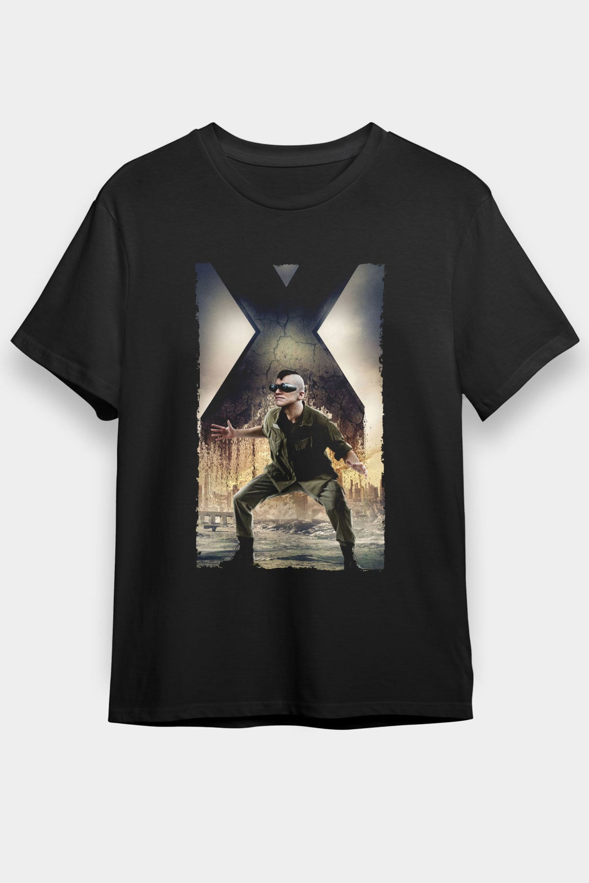 Unisex X-Men Days of Future Past Baskılı Siyah Tişört