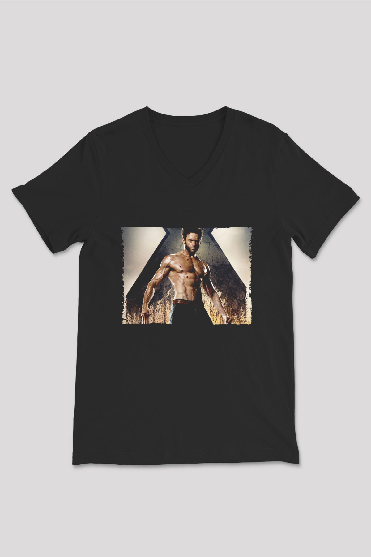 Unisex X-Men Days of Future Past Baskılı Siyah V Yaka T-shirt