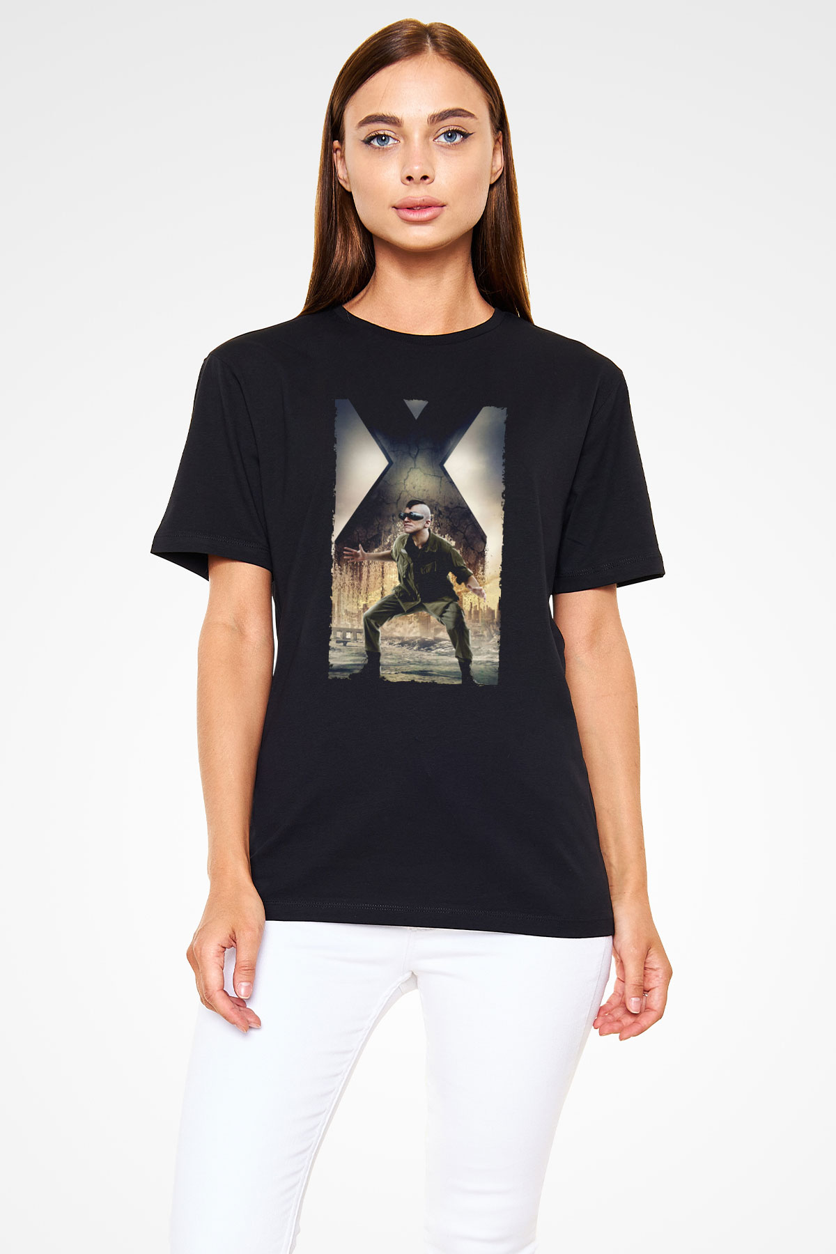 Unisex X-Men Days of Future Past Baskılı Siyah Tişört