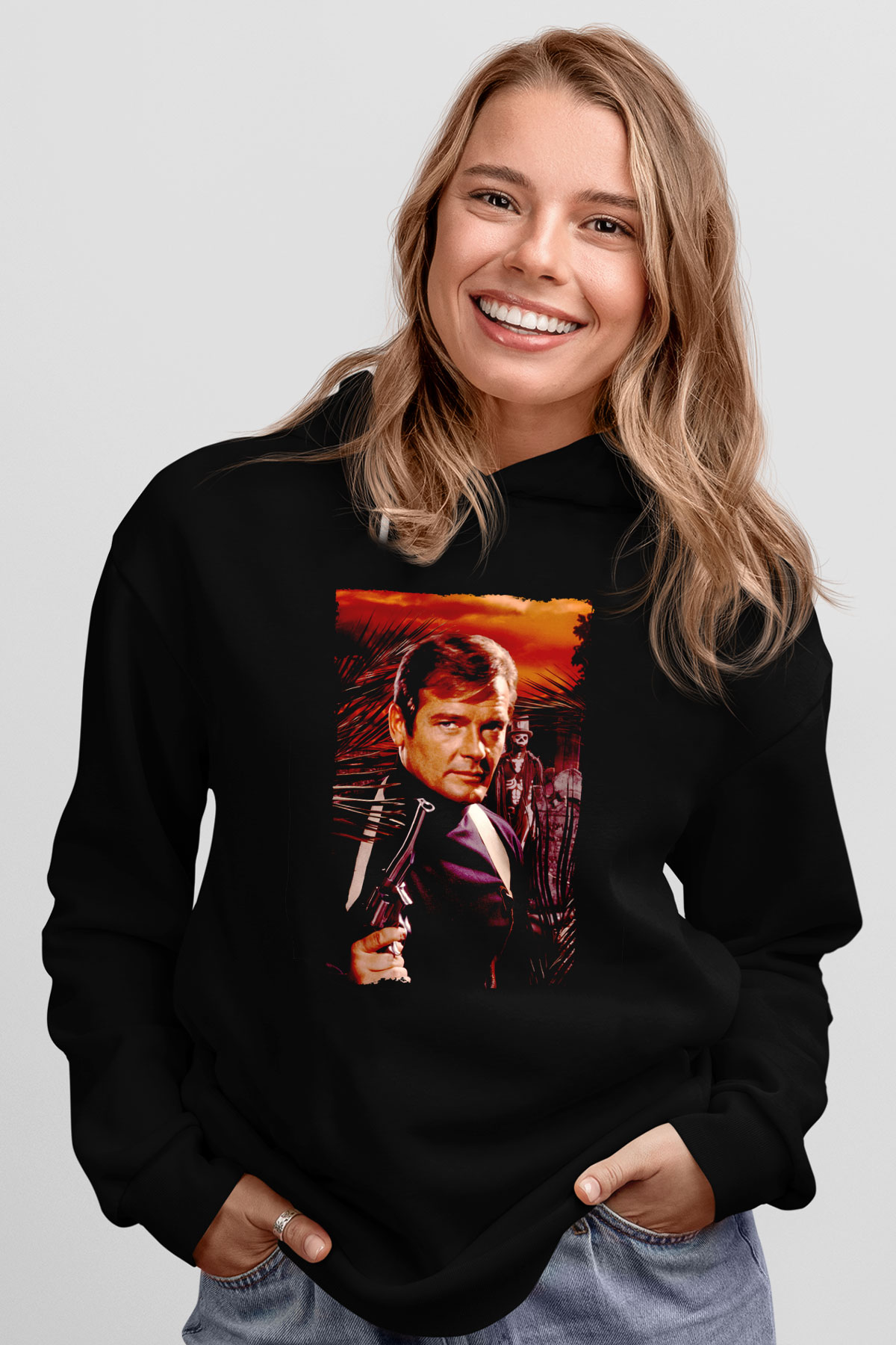 Unisex Yaşamak İçin Öldür (Live and Let Die) Baskılı Siyah Kapüşonlu Sweatshirt