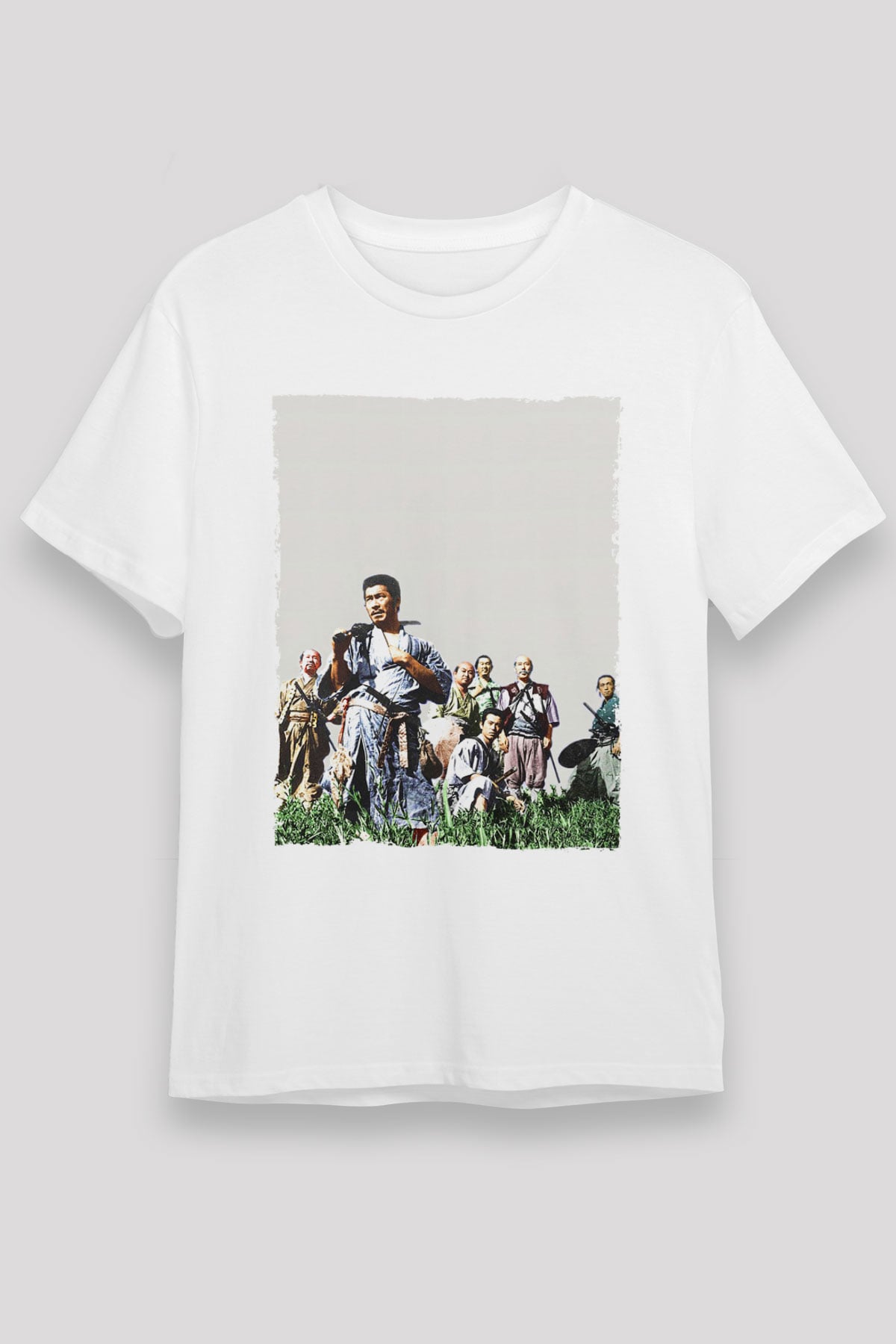 Unisex Yedi Samuray (Seven Samurai) Baskılı Beyaz Tişört