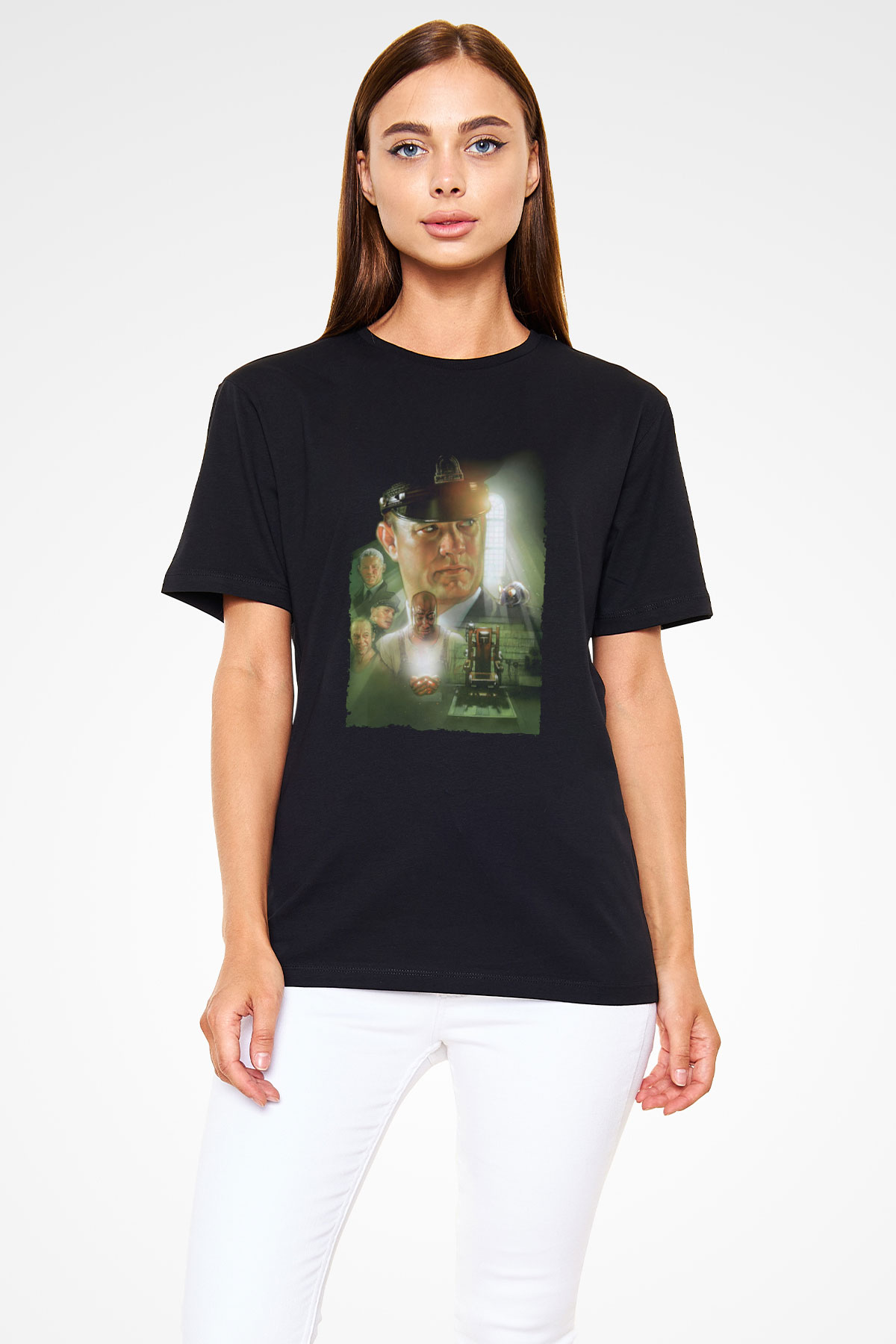 Unisex Yeşil Yol (The Green Mile) Baskılı Siyah T-Shirt